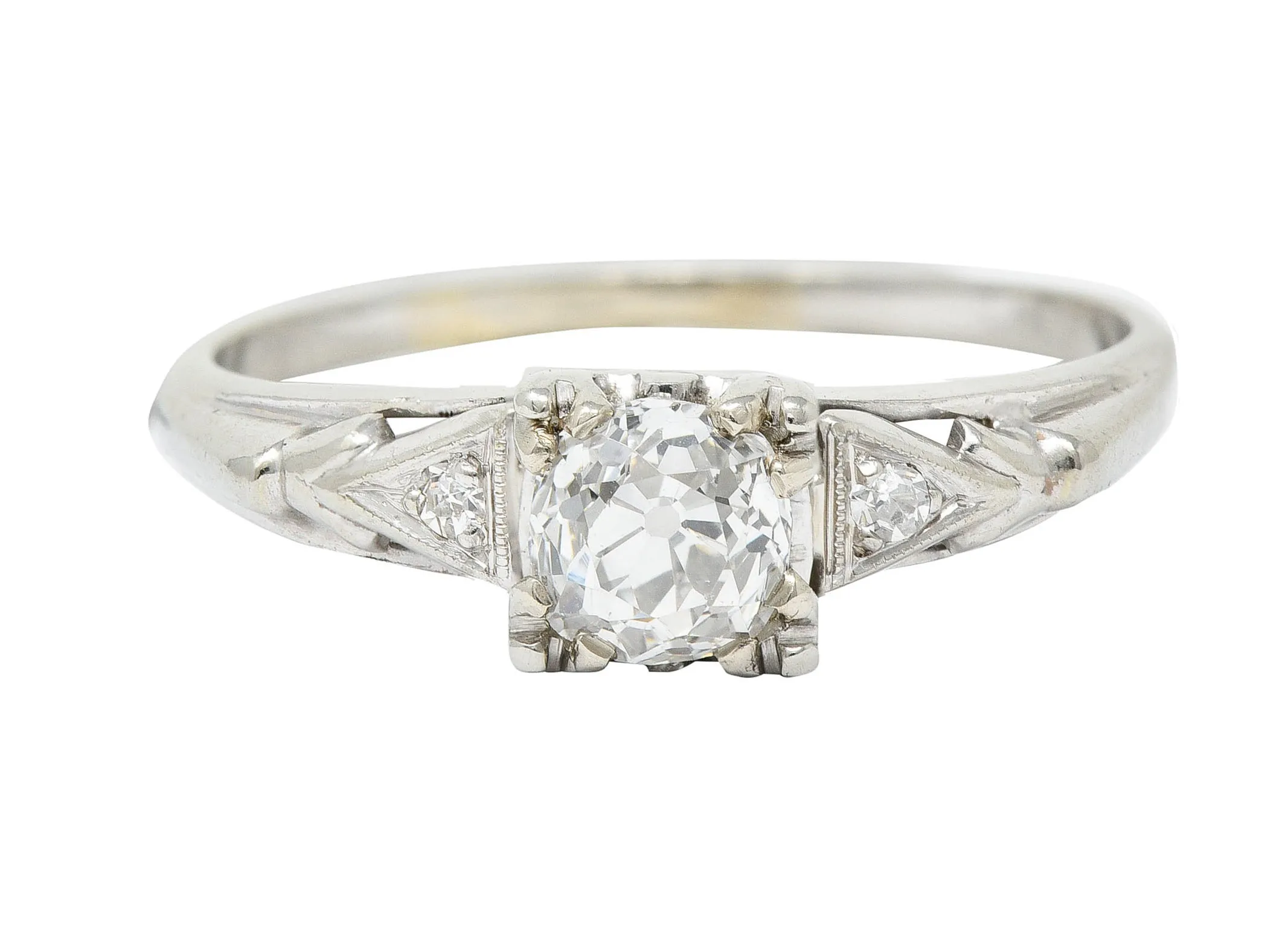 Retro 0.67 CTW Diamond 14 Karat White Gold Engagement Ring