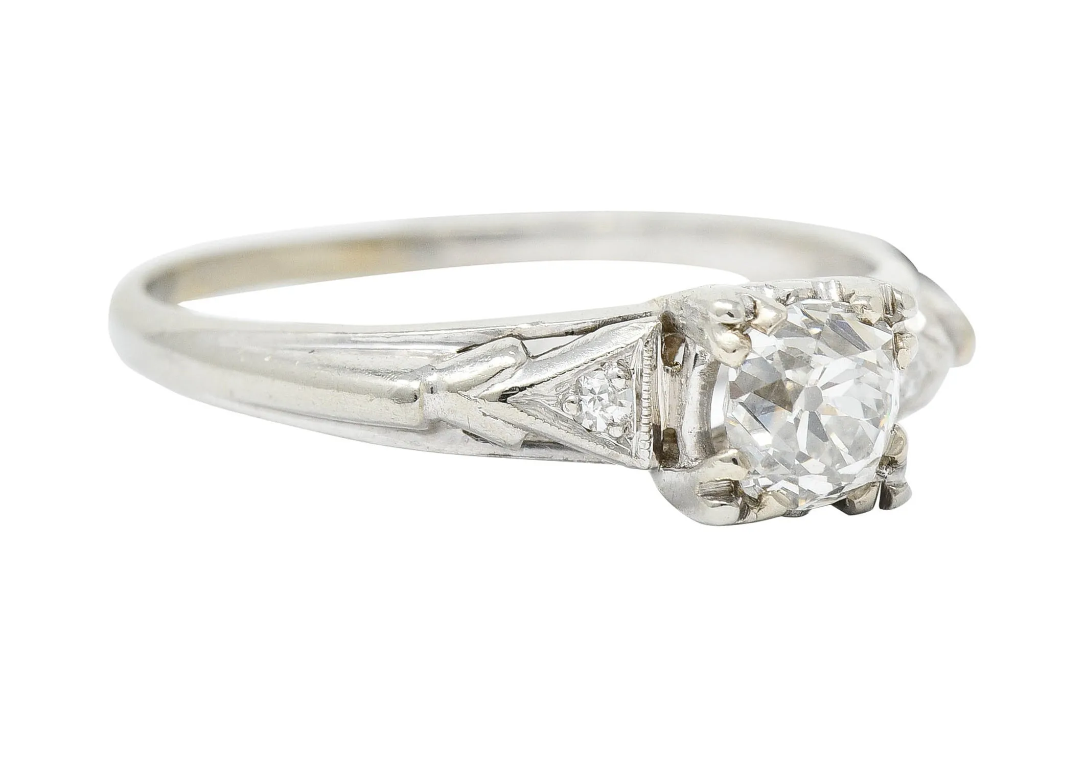 Retro 0.67 CTW Diamond 14 Karat White Gold Engagement Ring