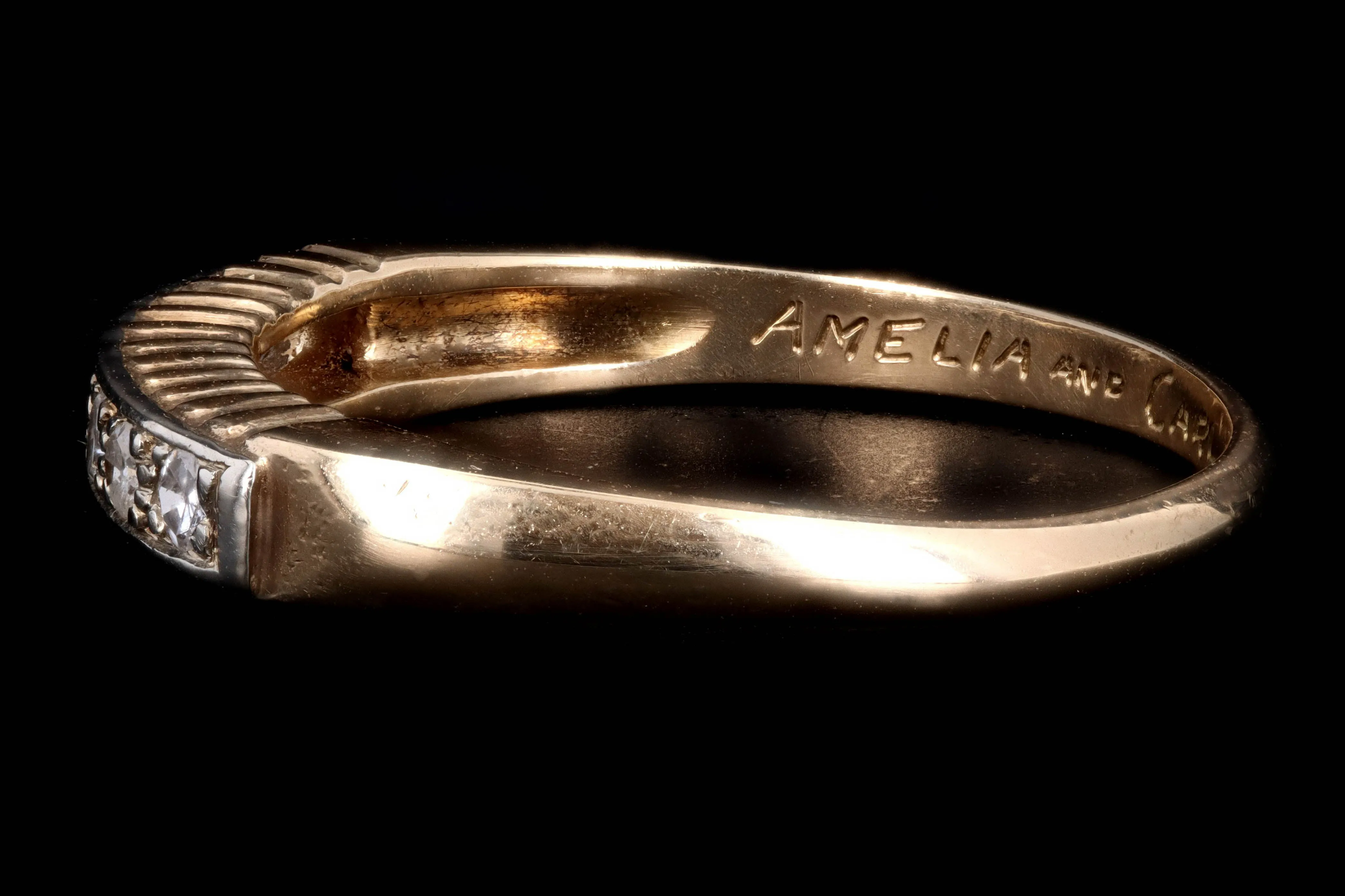 Retro 14K Gold .15 Carat Single Cut Diamond Band
