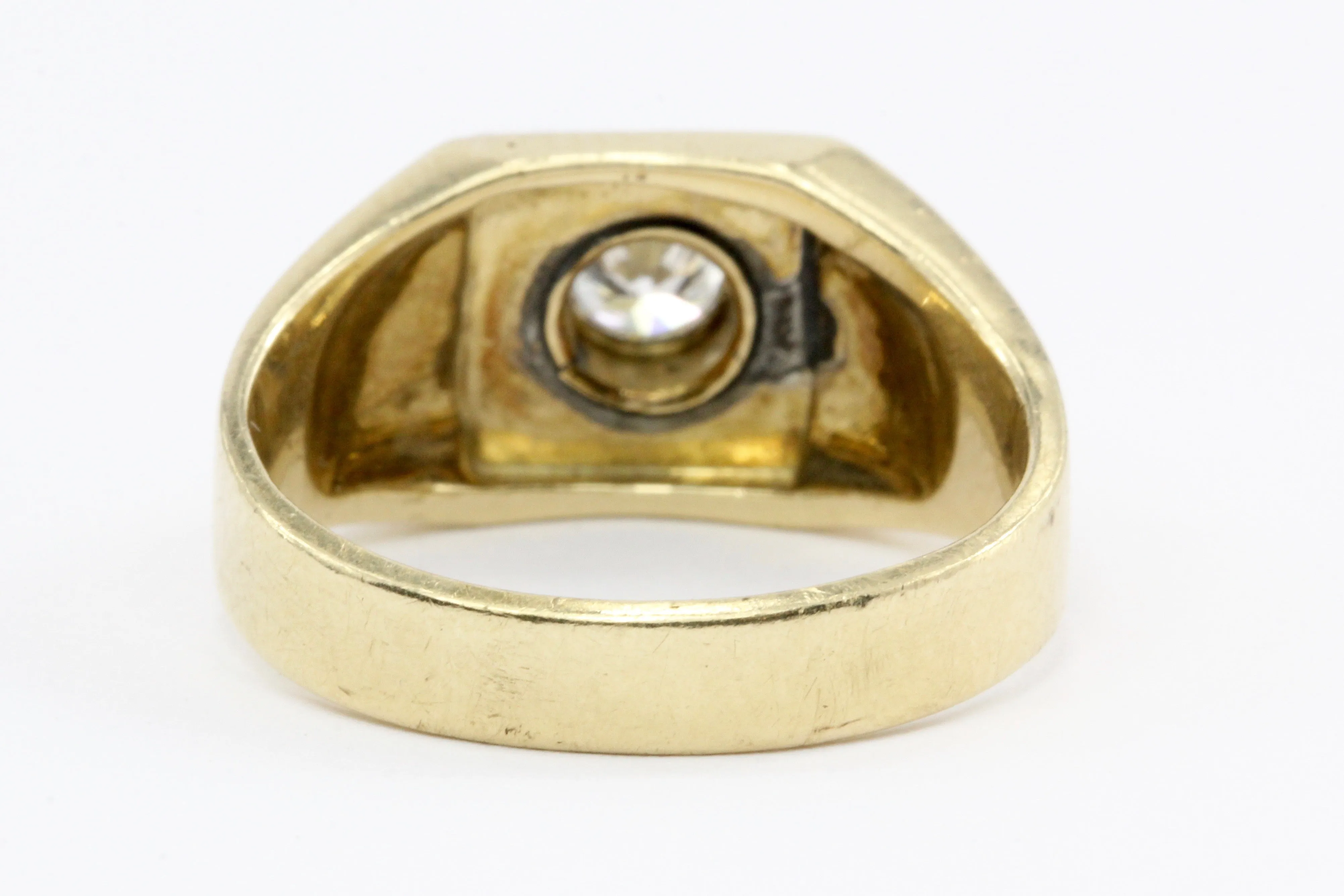 Retro 14K Gold & Transition Diamond & Onyx Ring by Rosenthal & Kaplan c.1930's