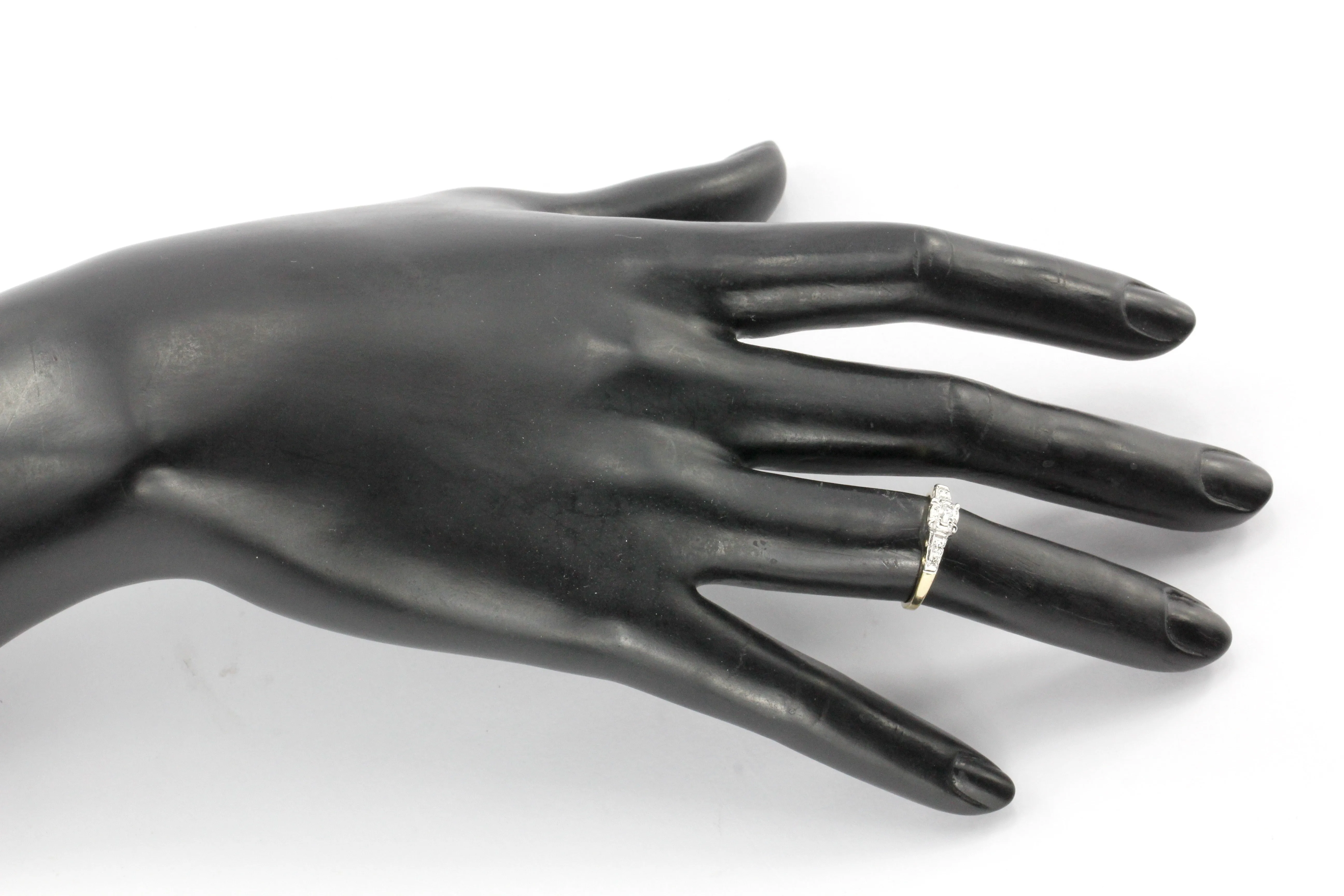 Retro 14K Gold Diamond Engagement Ring c.1940's
