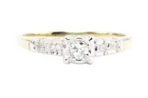 Retro 14K Gold Diamond Engagement Ring c.1940's