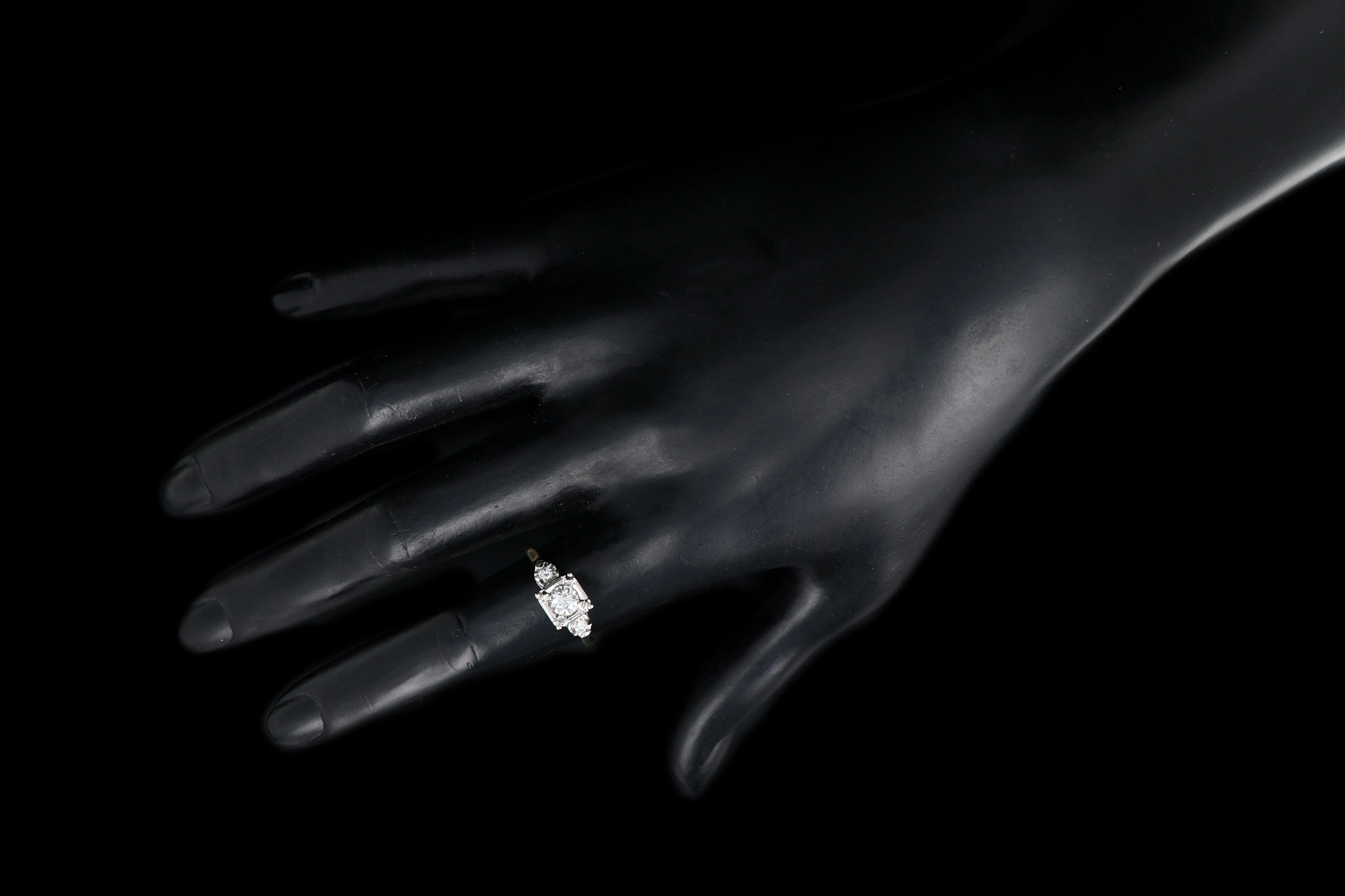 Retro 14K White & Yellow Gold .50 Carat Diamond Engagement Ring
