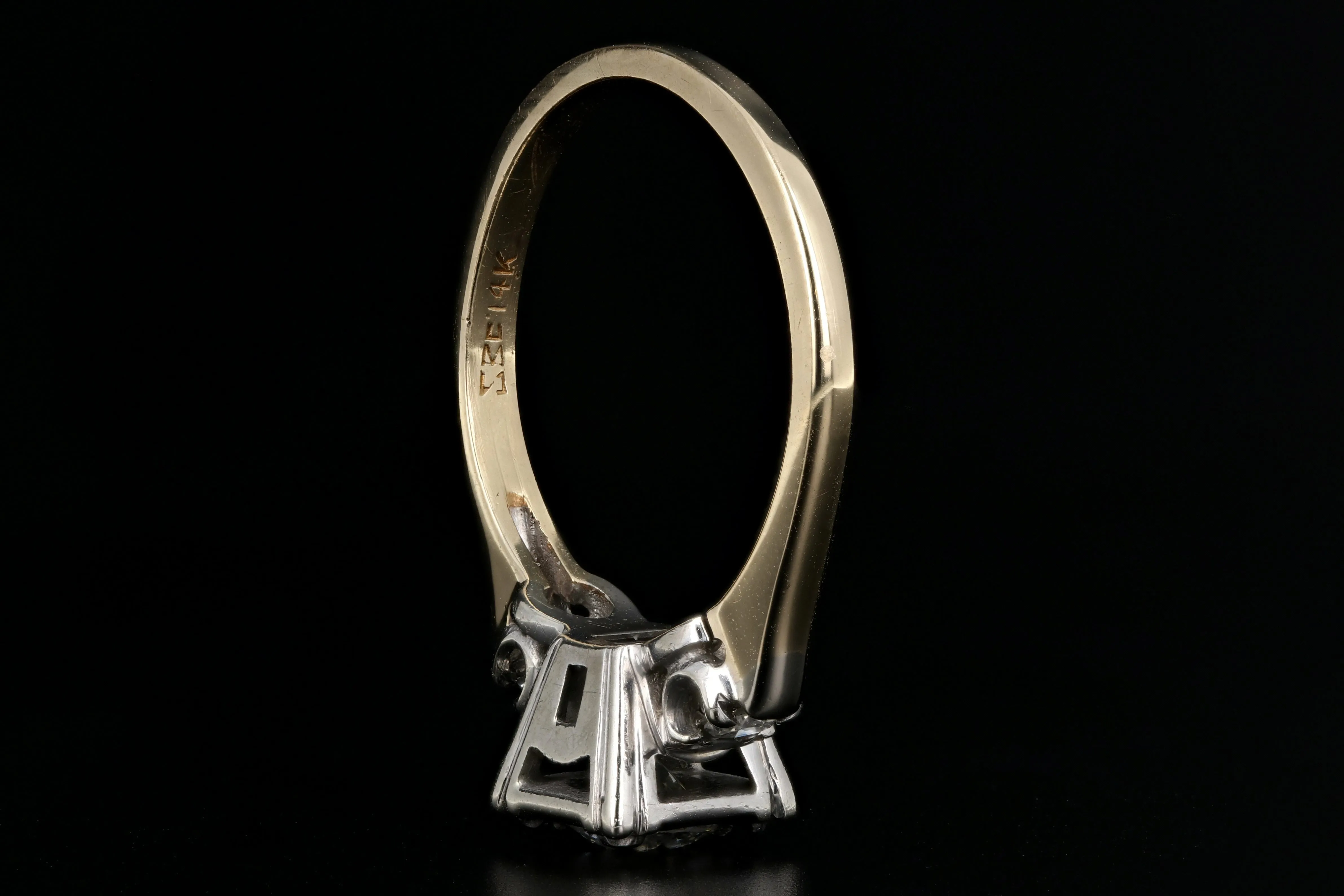 Retro 14K White & Yellow Gold .50 Carat Diamond Engagement Ring