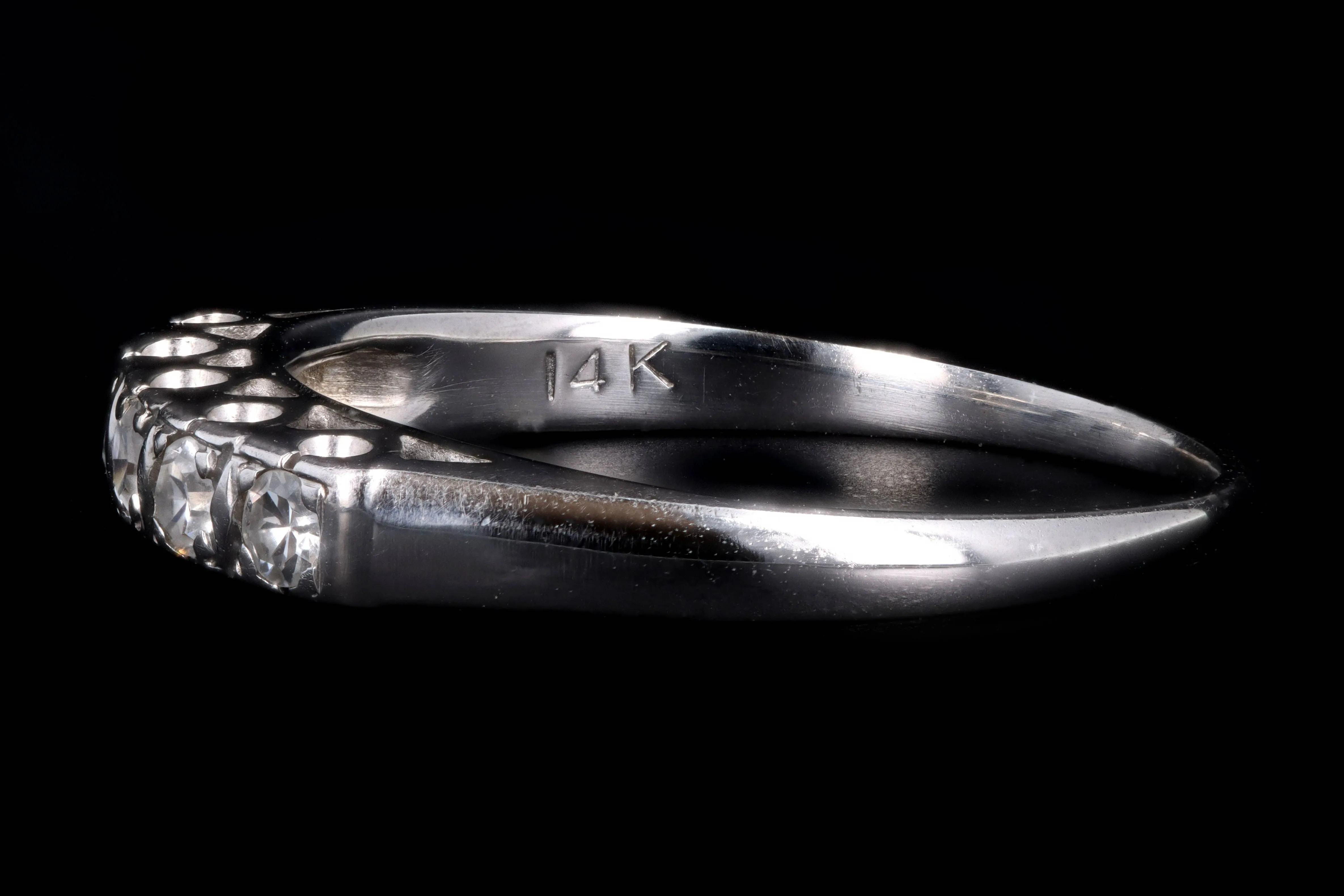 Retro 14K White Gold .15 Carat Single Cut Diamond Band
