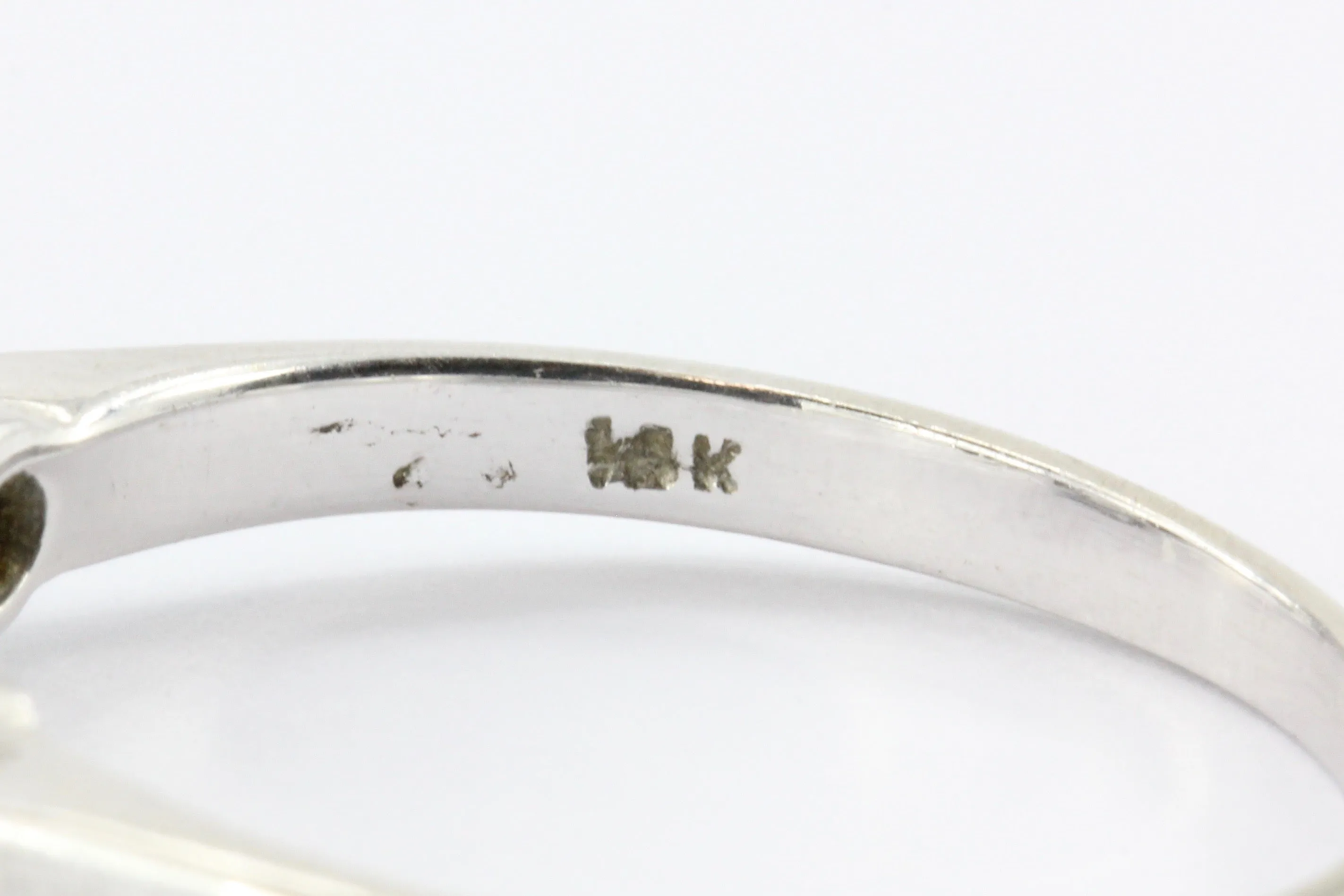 Retro 14K White Gold 3 Stone Diamond Engagement Ring c. 1940's