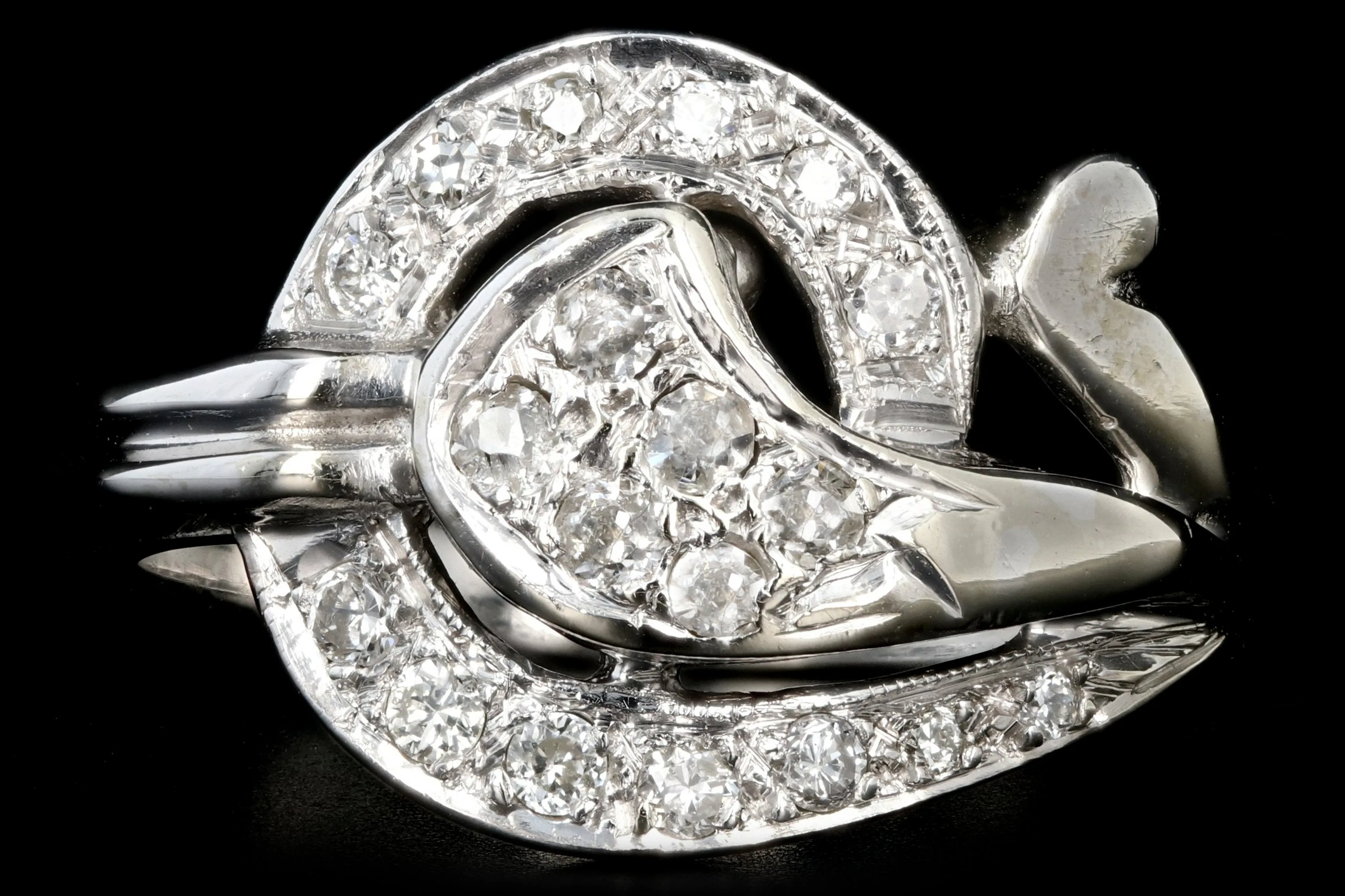 Retro 14K White Gold .38CTW Diamond Ring