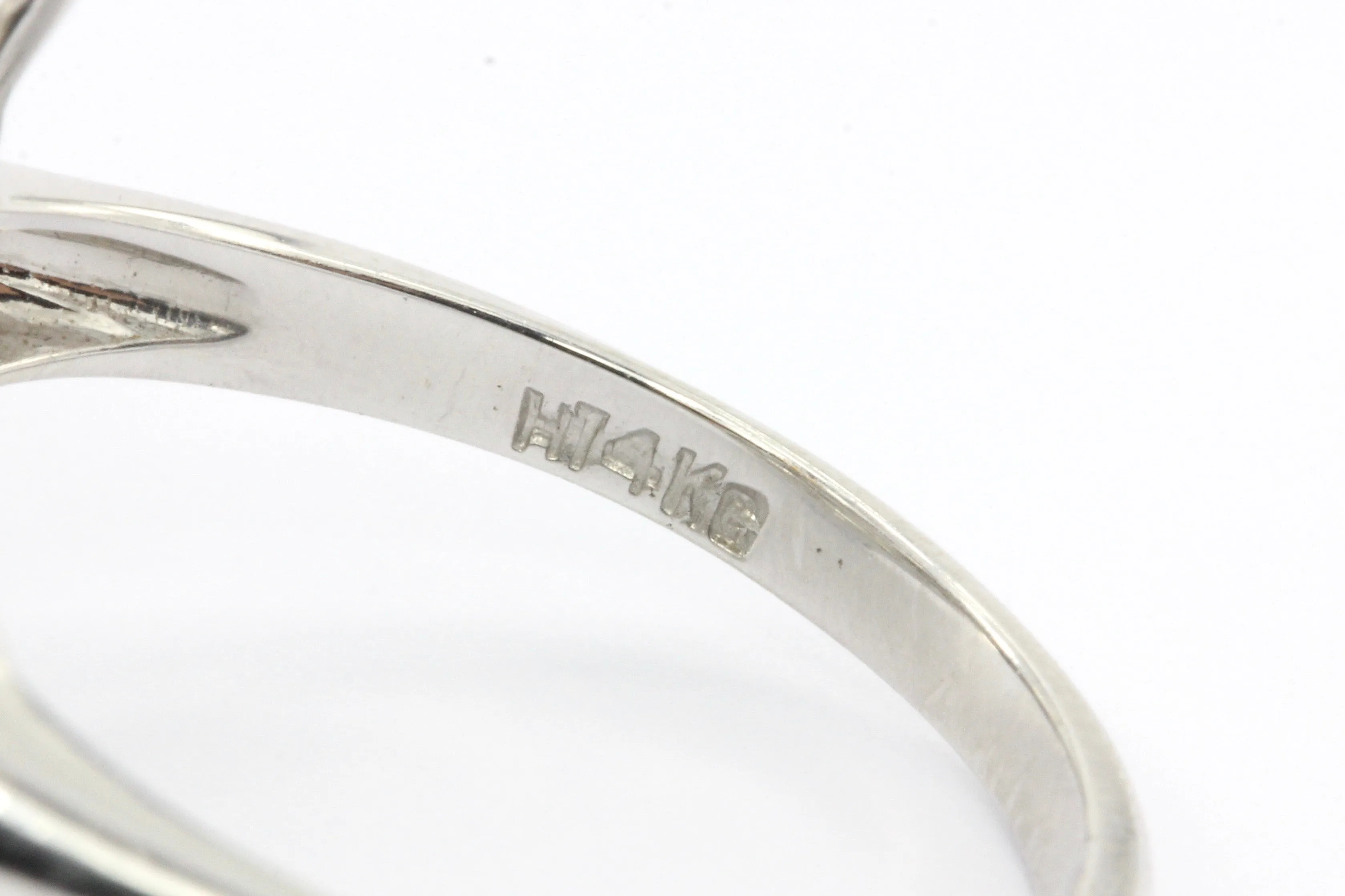 Retro 14K White Gold Old European Cut Diamond Cluster Ring C.1940's
