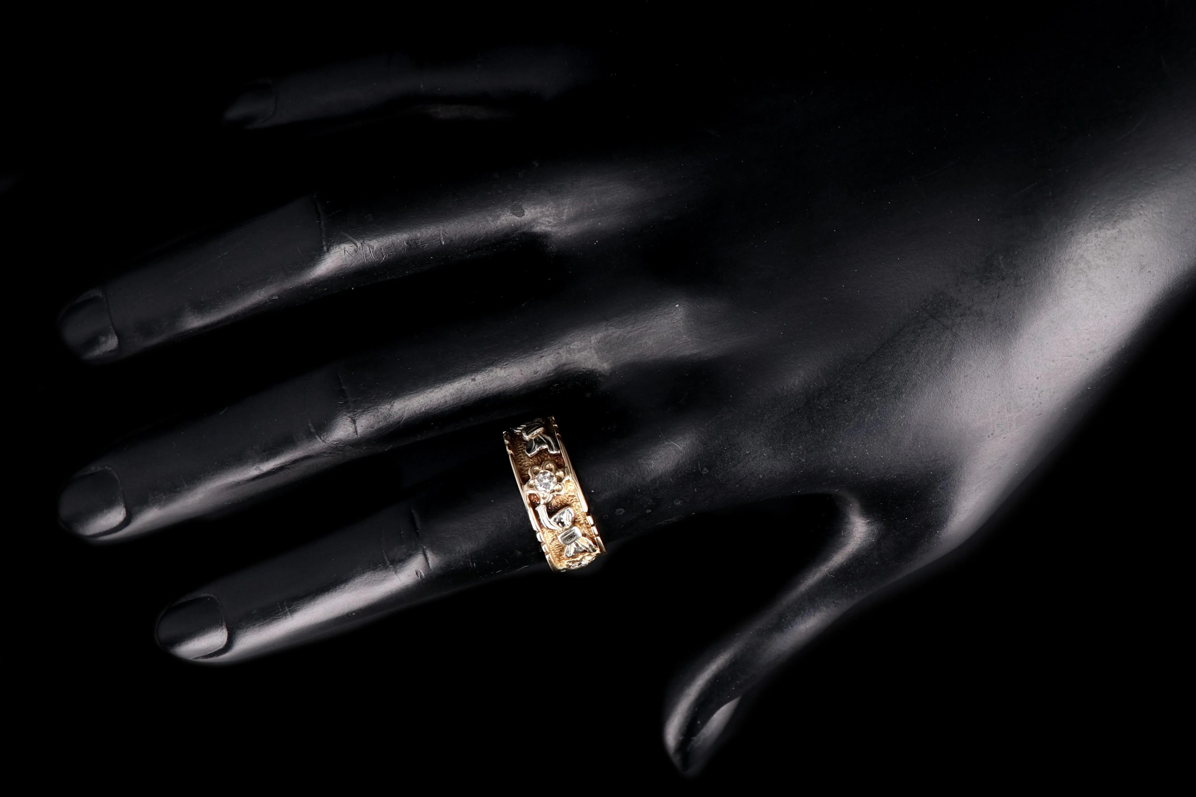 Retro 14K Yellow and White Gold Diamond .30CTW Bow Band