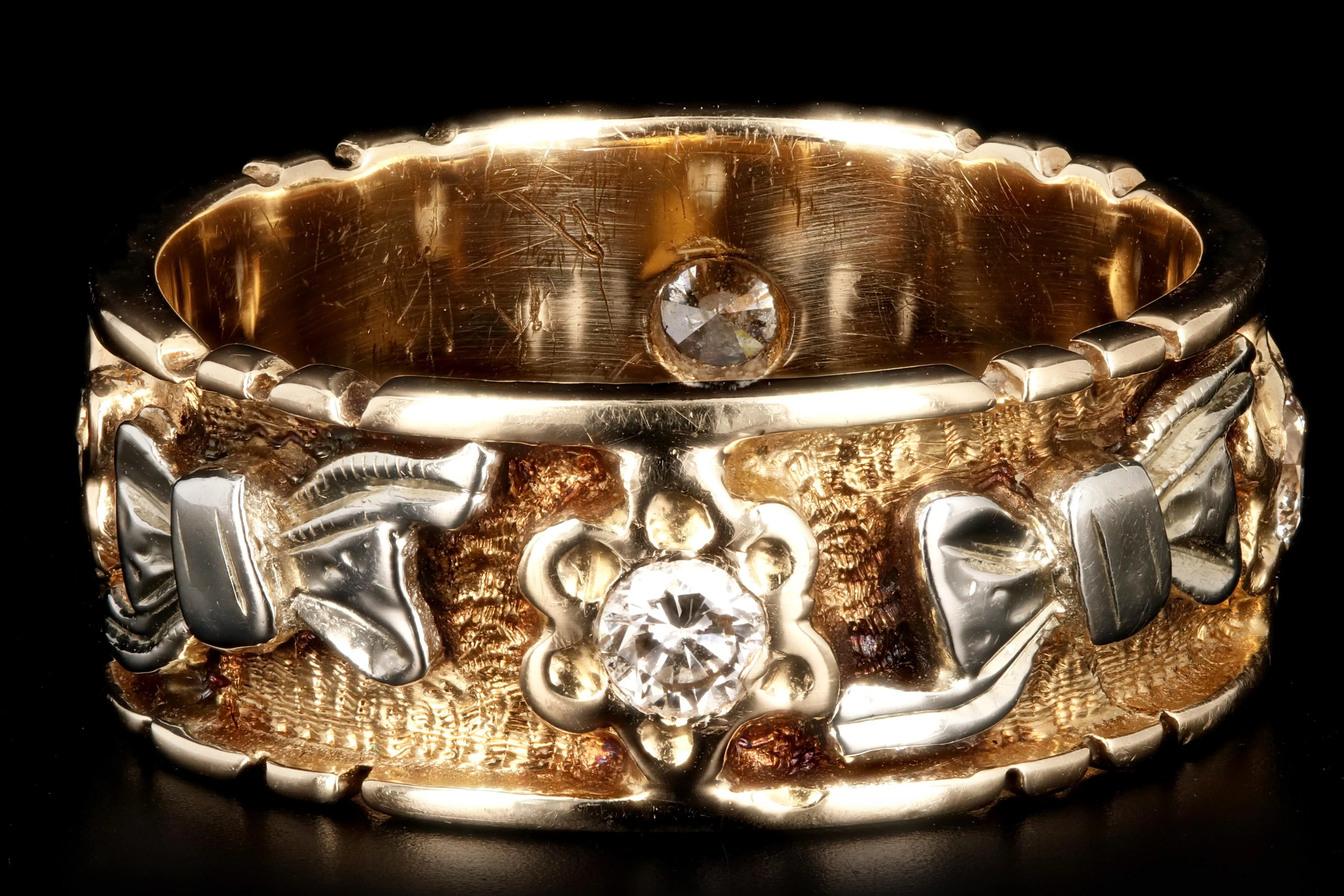 Retro 14K Yellow and White Gold Diamond .30CTW Bow Band