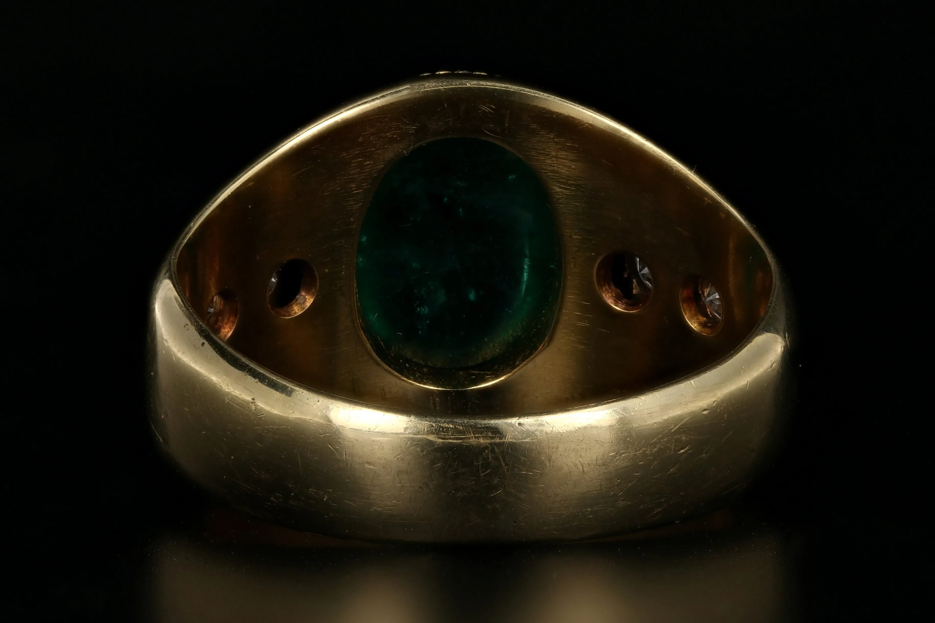 Retro 18K Yellow Gold 3.5 Carat Natural Brazilian Emerald and Diamond Ring AGL Certified
