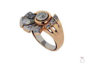 Retro Diamond Fan Ladies Ring 1.00ctw in 14K Rose White Gold
