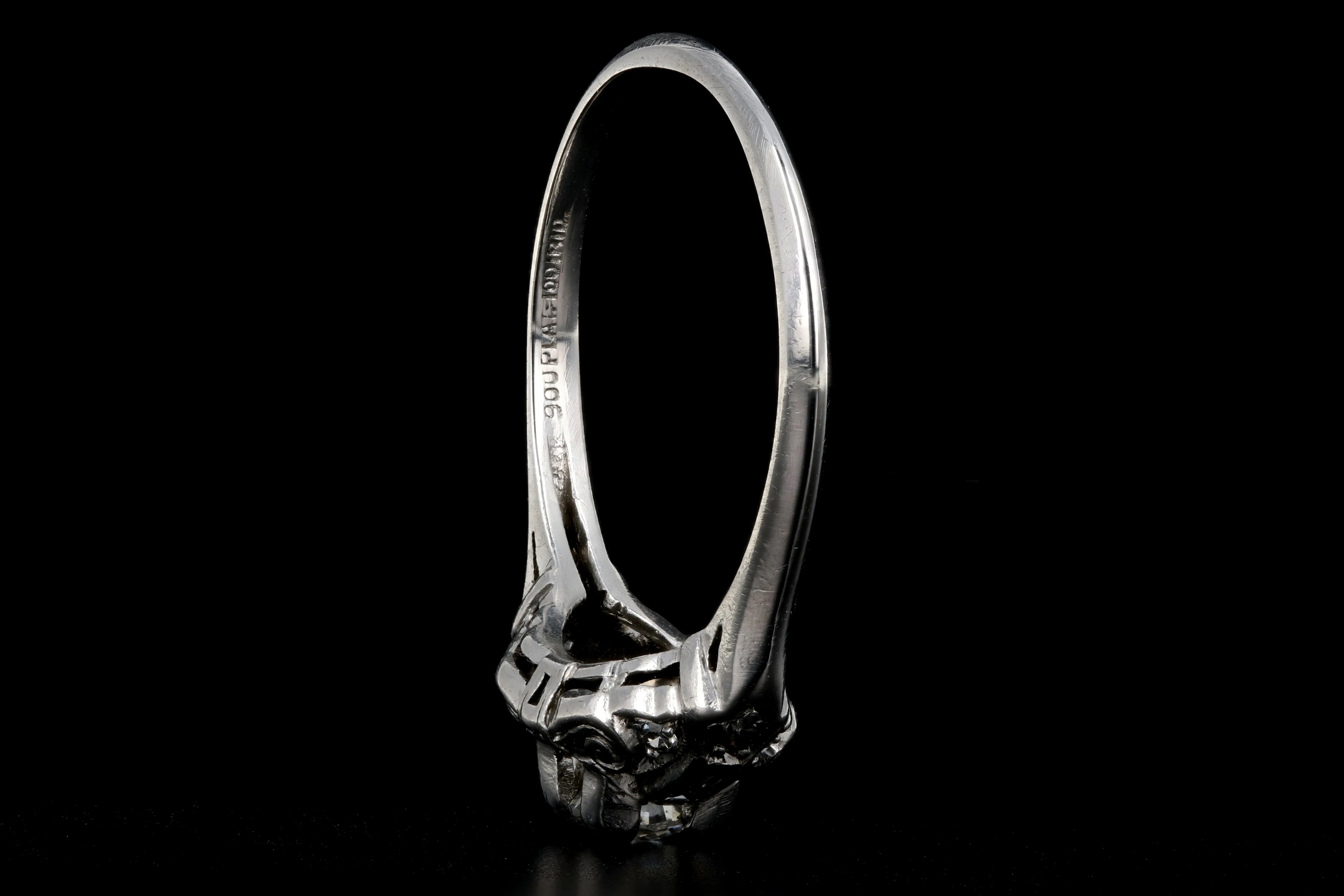 Retro Loretz & Benoit of SF Platinum Diamond Engagement Ring c.1940's