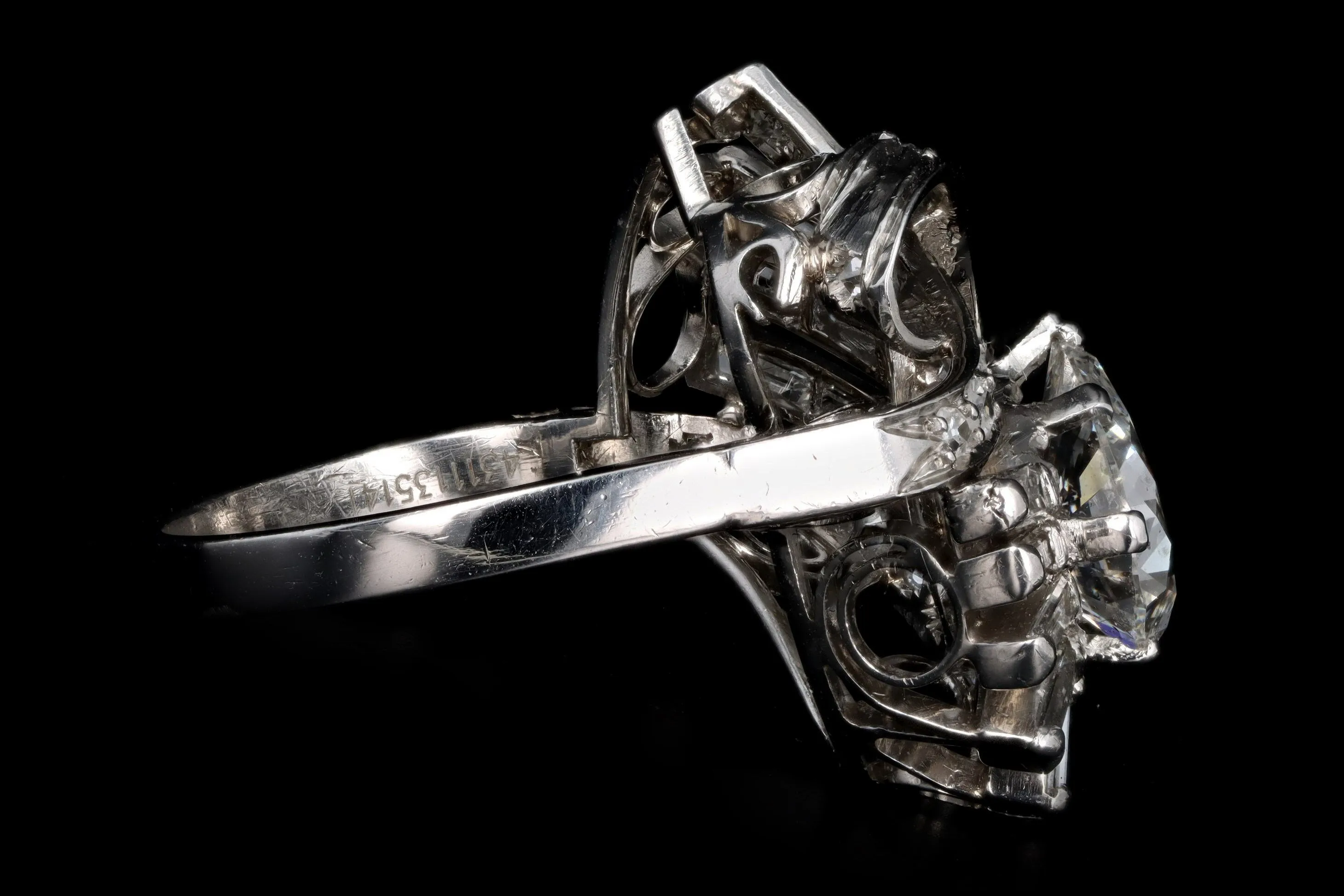 Retro Platinum 1.83 Carat Pear Cut Diamond Cluster Ring IGI Appraisal Report