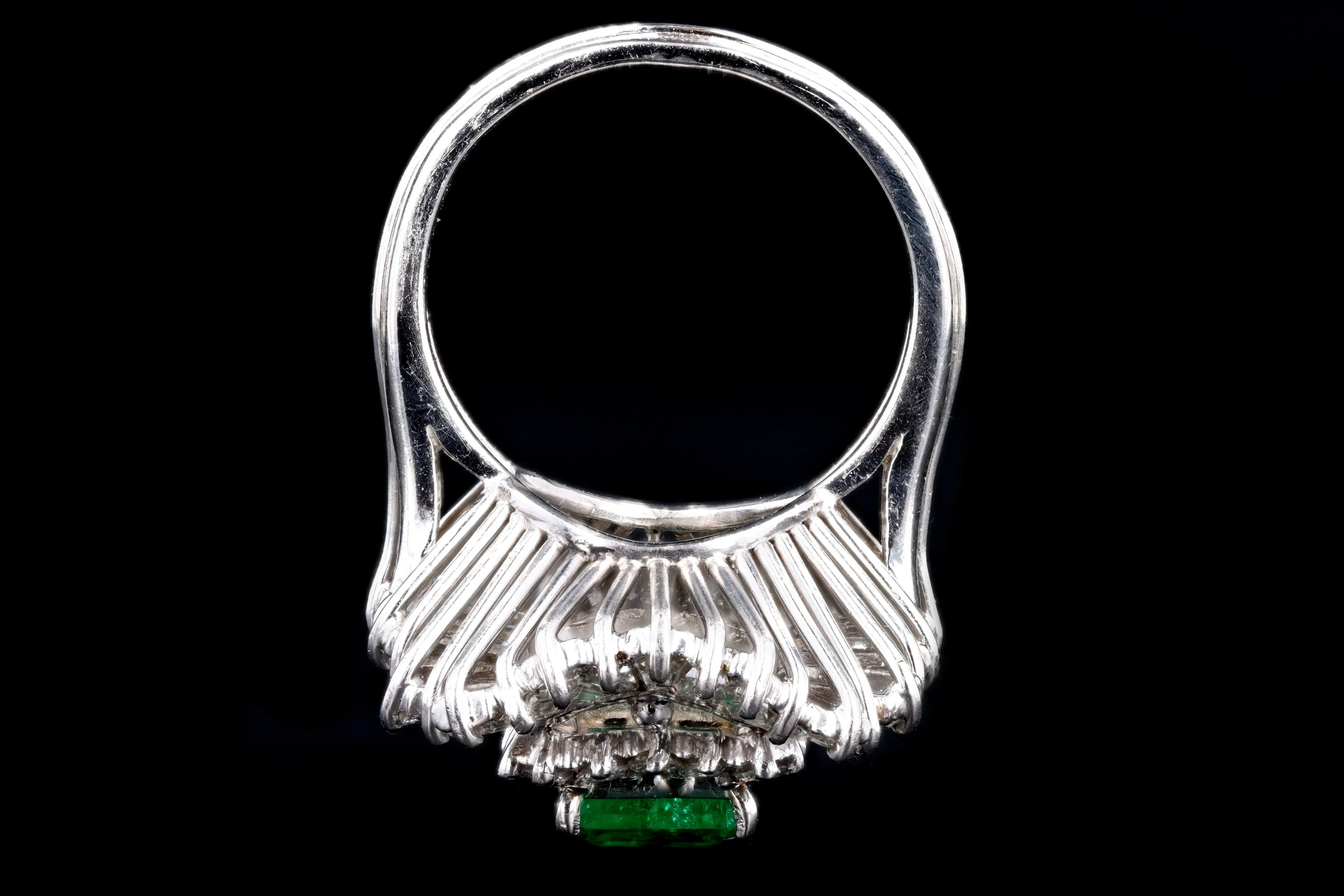 Retro Platinum 2.29 Carat Colombian Emerald & Diamond Ring GIA Certified