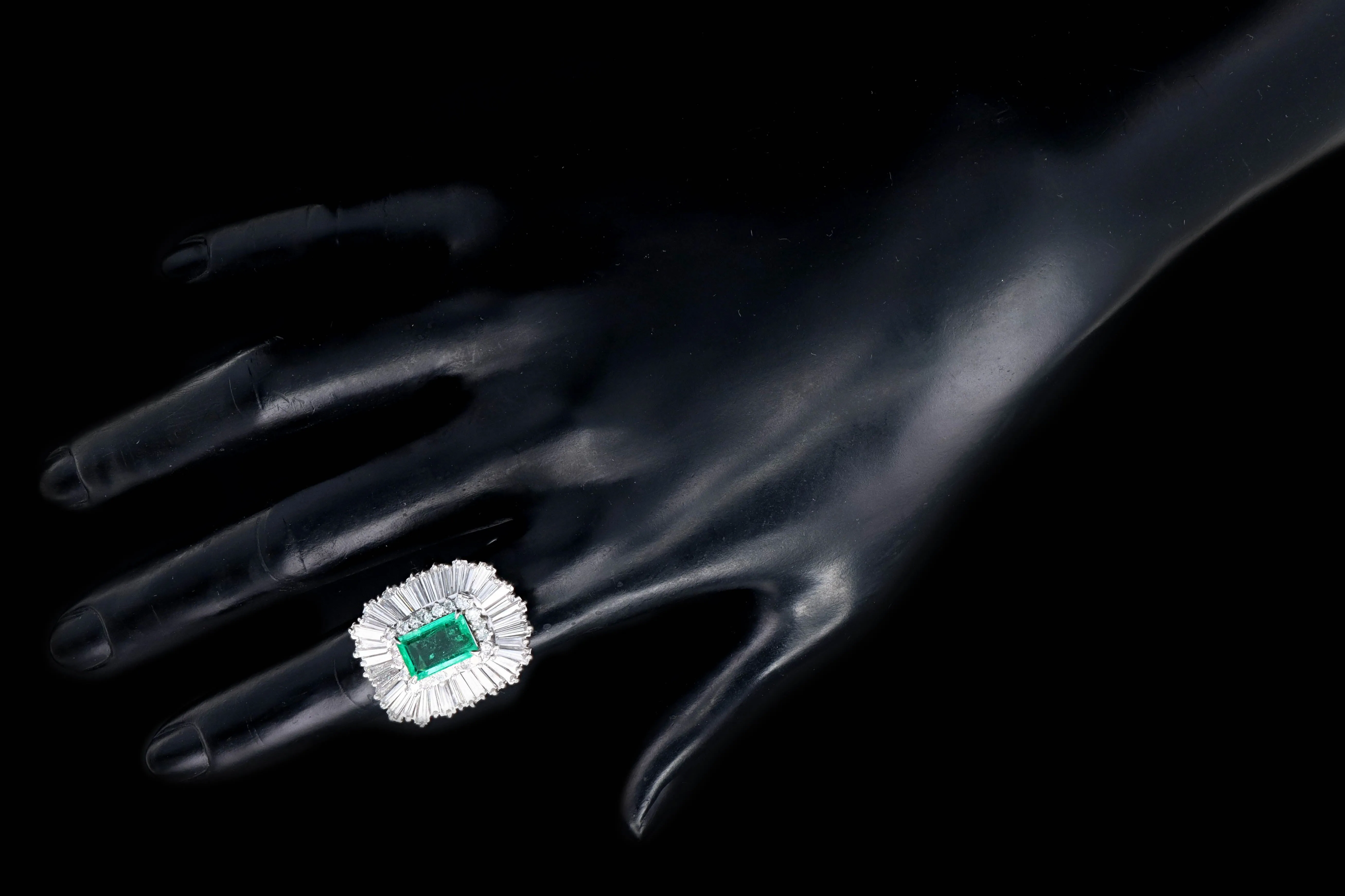 Retro Platinum 2.29 Carat Colombian Emerald & Diamond Ring GIA Certified