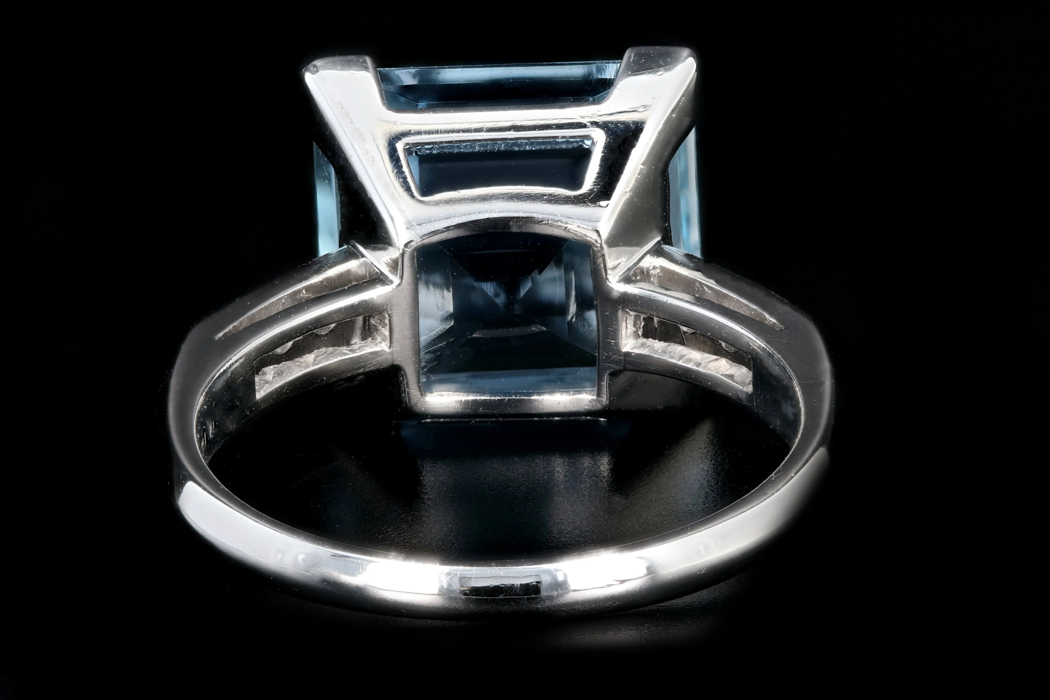 Retro Platinum 5 Carat Aquamarine and Diamond Ring