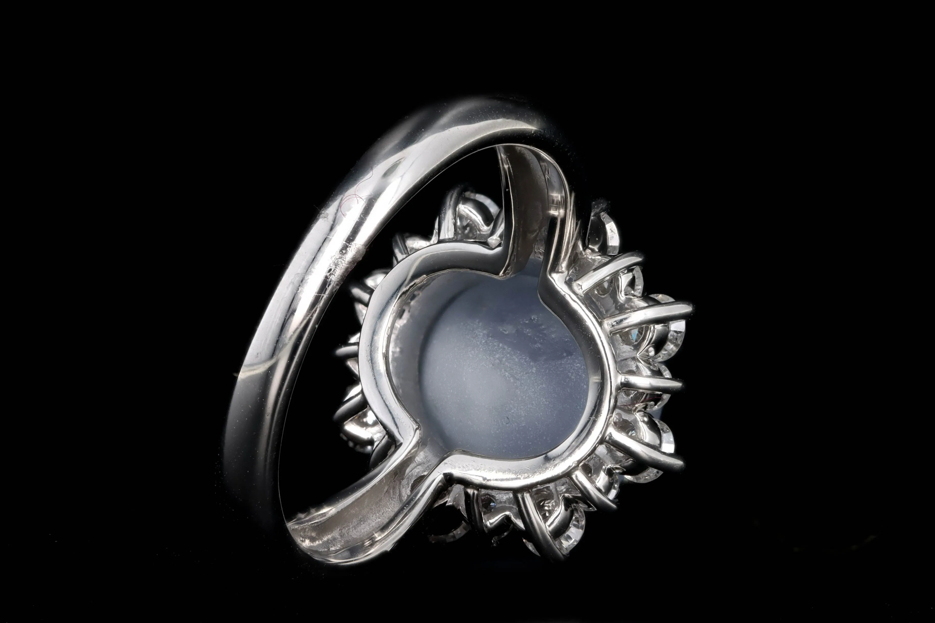 Retro Platinum 8.13 Carat Natural Star Sapphire & Diamond Halo Ring
