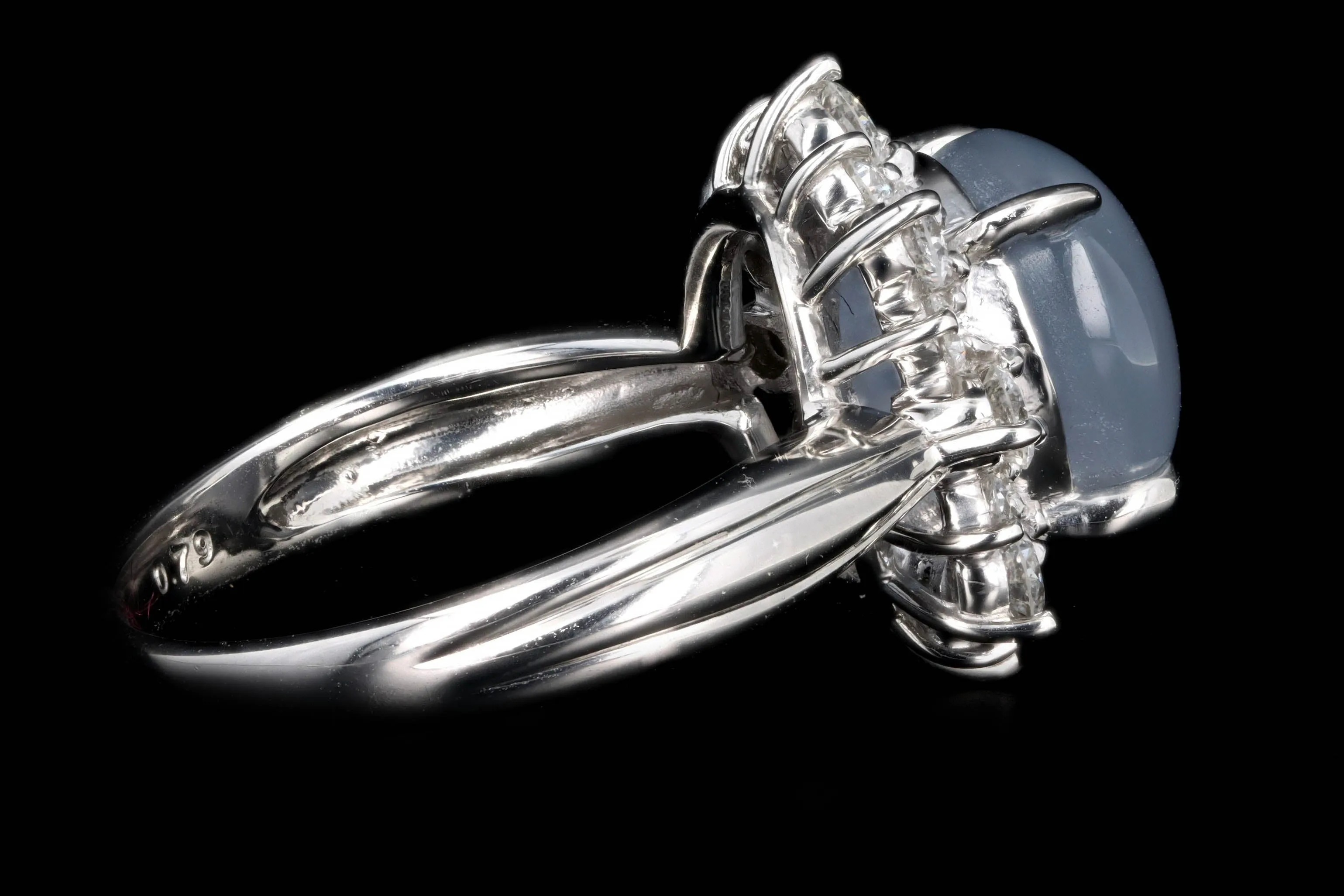 Retro Platinum 8.13 Carat Natural Star Sapphire & Diamond Halo Ring