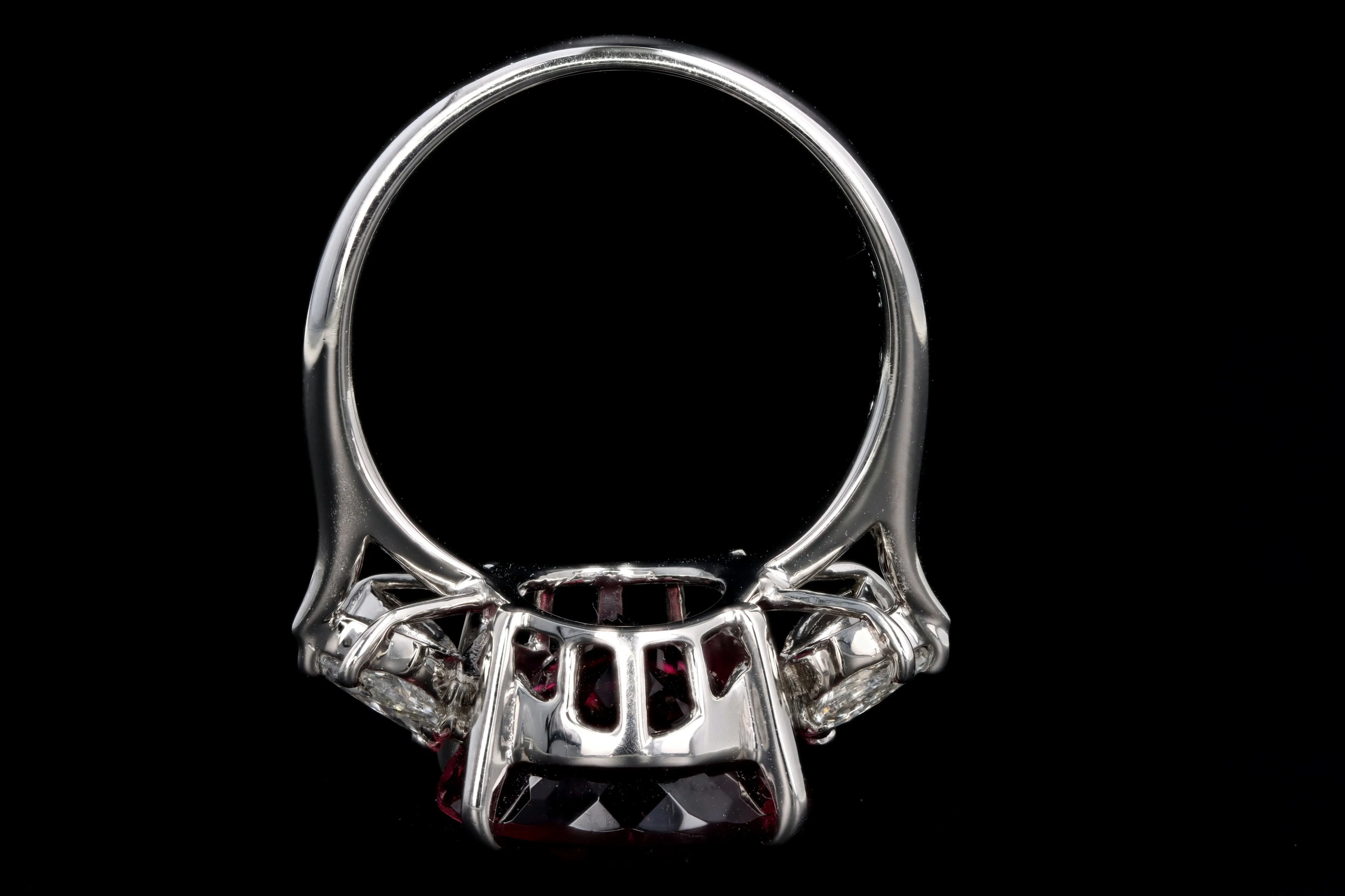 Retro Platinum 8.78 Carat Oval Rubellite Tourmaline & Diamond Ring
