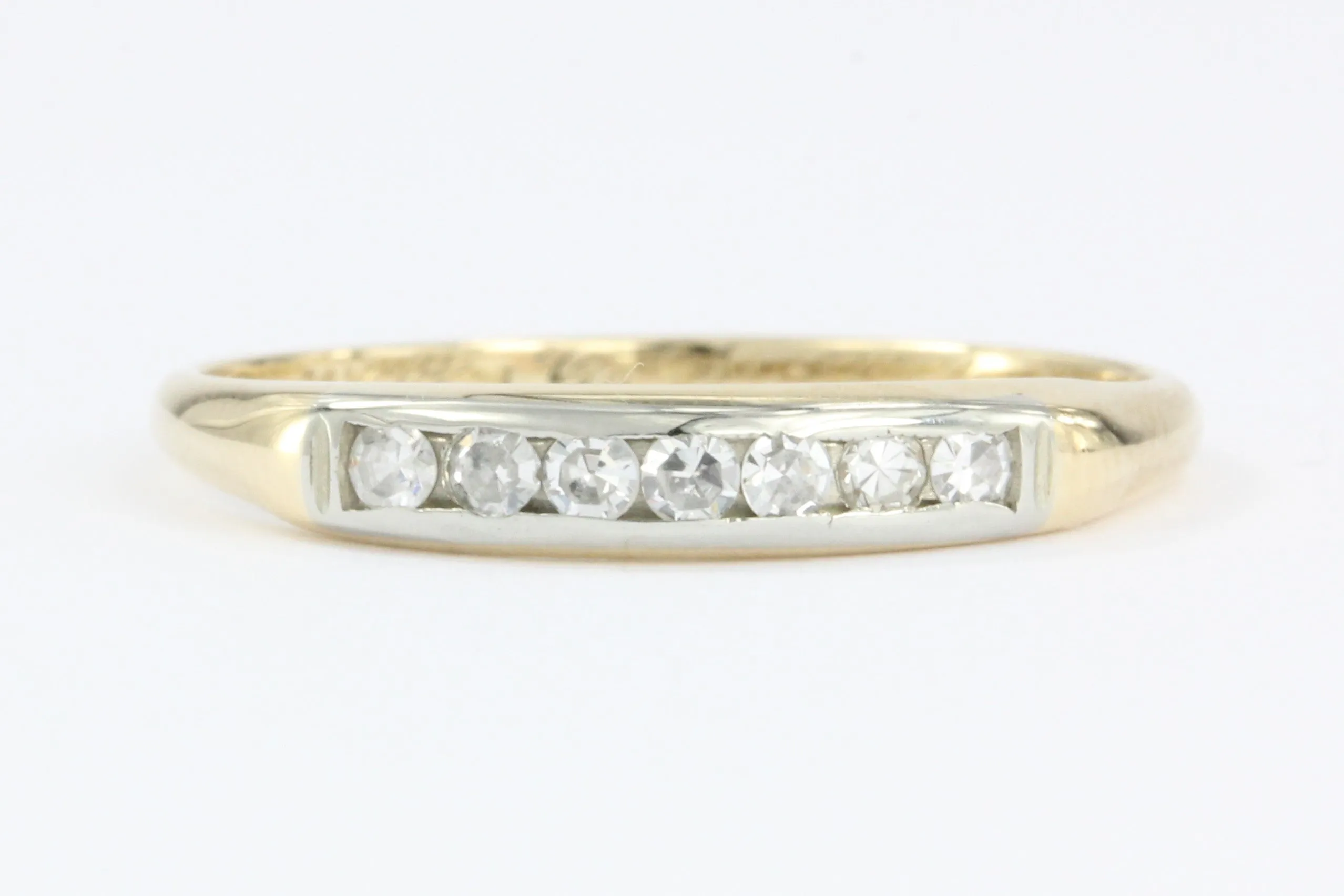 Retro WWII era 14K Gold Diamond Wedding Band c.1940