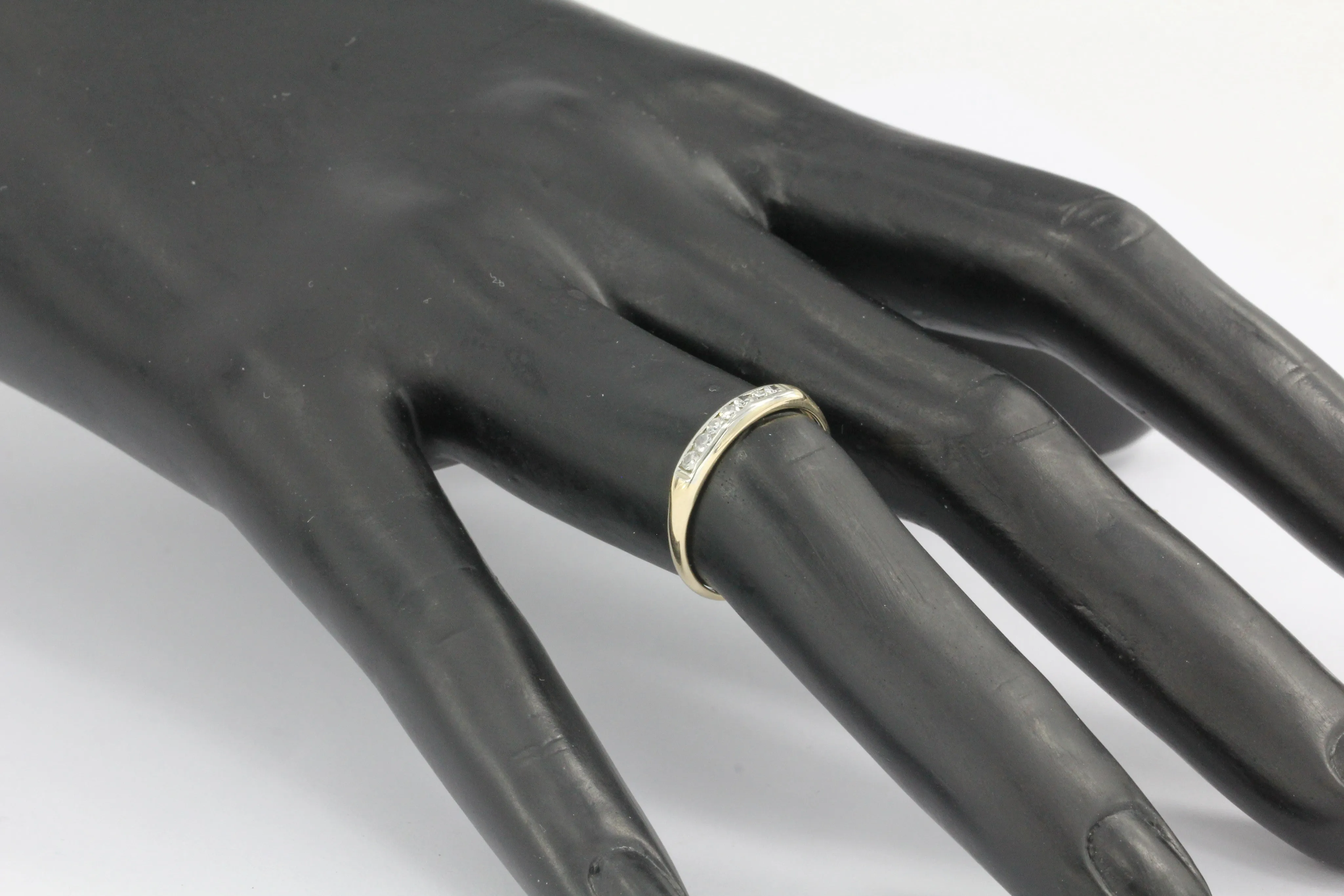 Retro WWII era 14K Gold Diamond Wedding Band c.1940