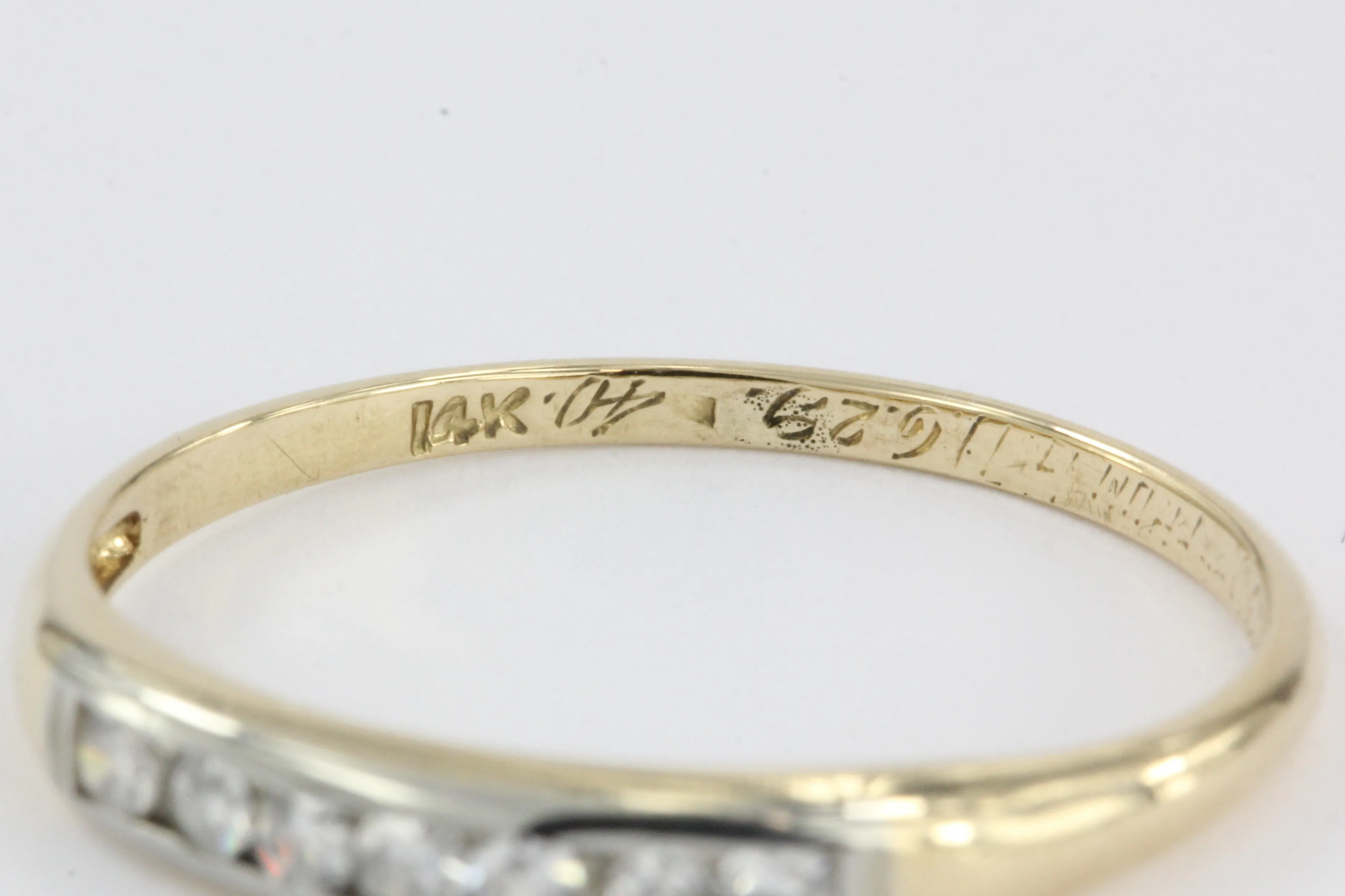 Retro WWII era 14K Gold Diamond Wedding Band c.1940