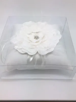 Ring Pillow with Beautiful White Flower Center (Ivory) 7"x 7"
