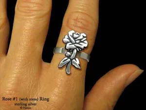 Rose Flower Ring Sterling Silver