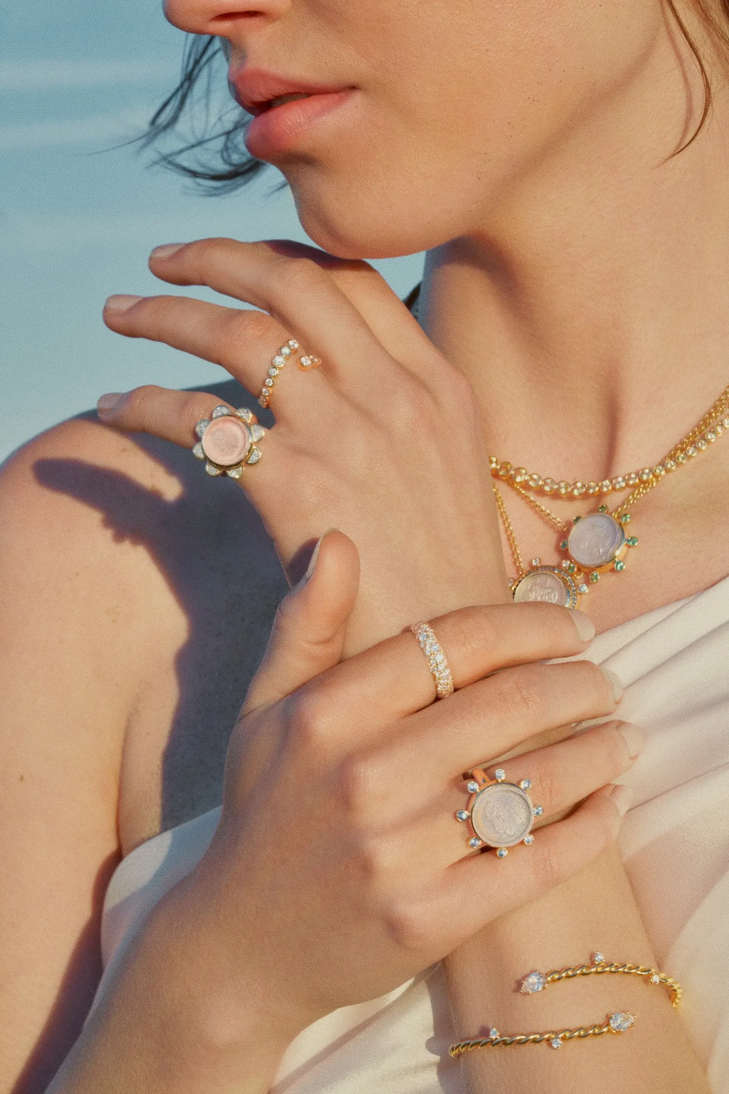 Rosebud Caspian Ring - Pink Opal and Diamond