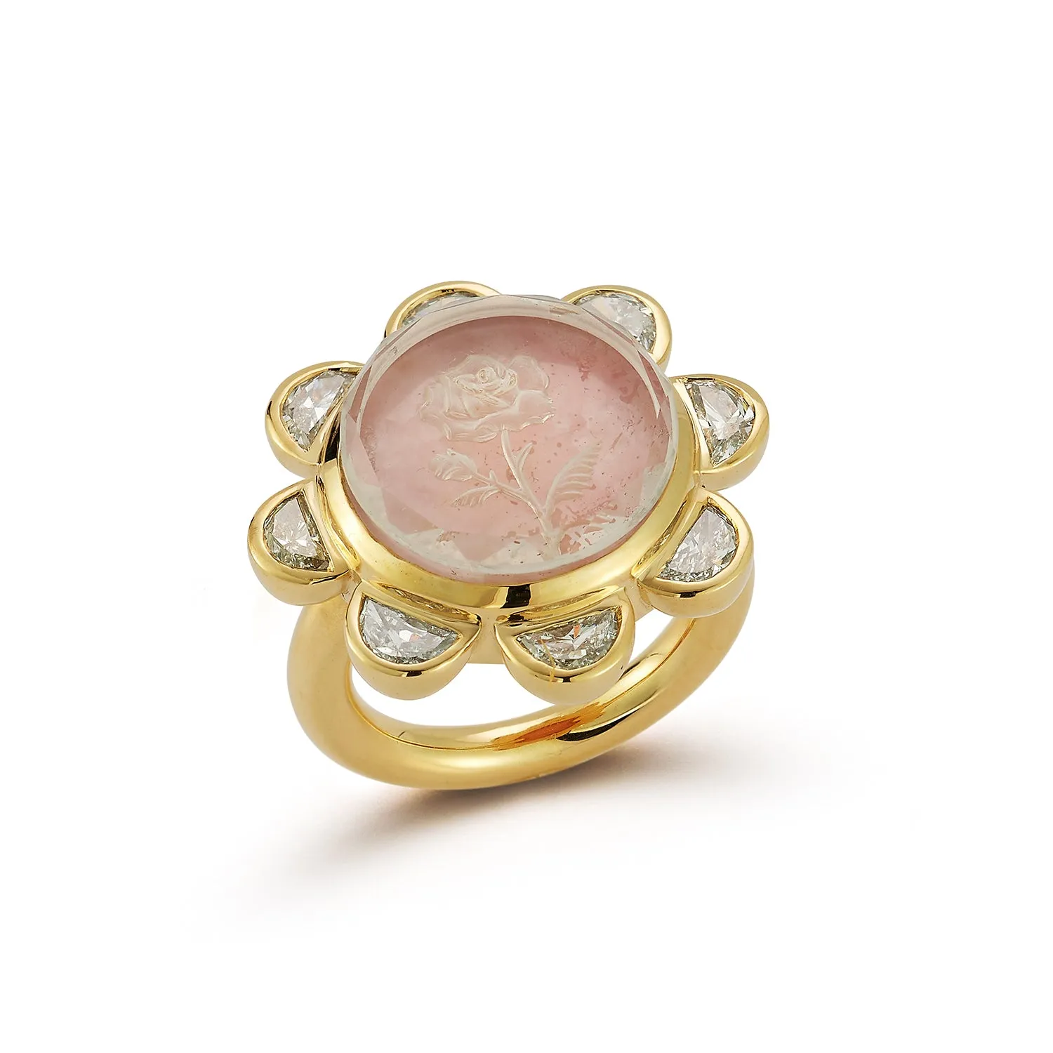 Rosebud Caspian Ring - Pink Opal and Diamond