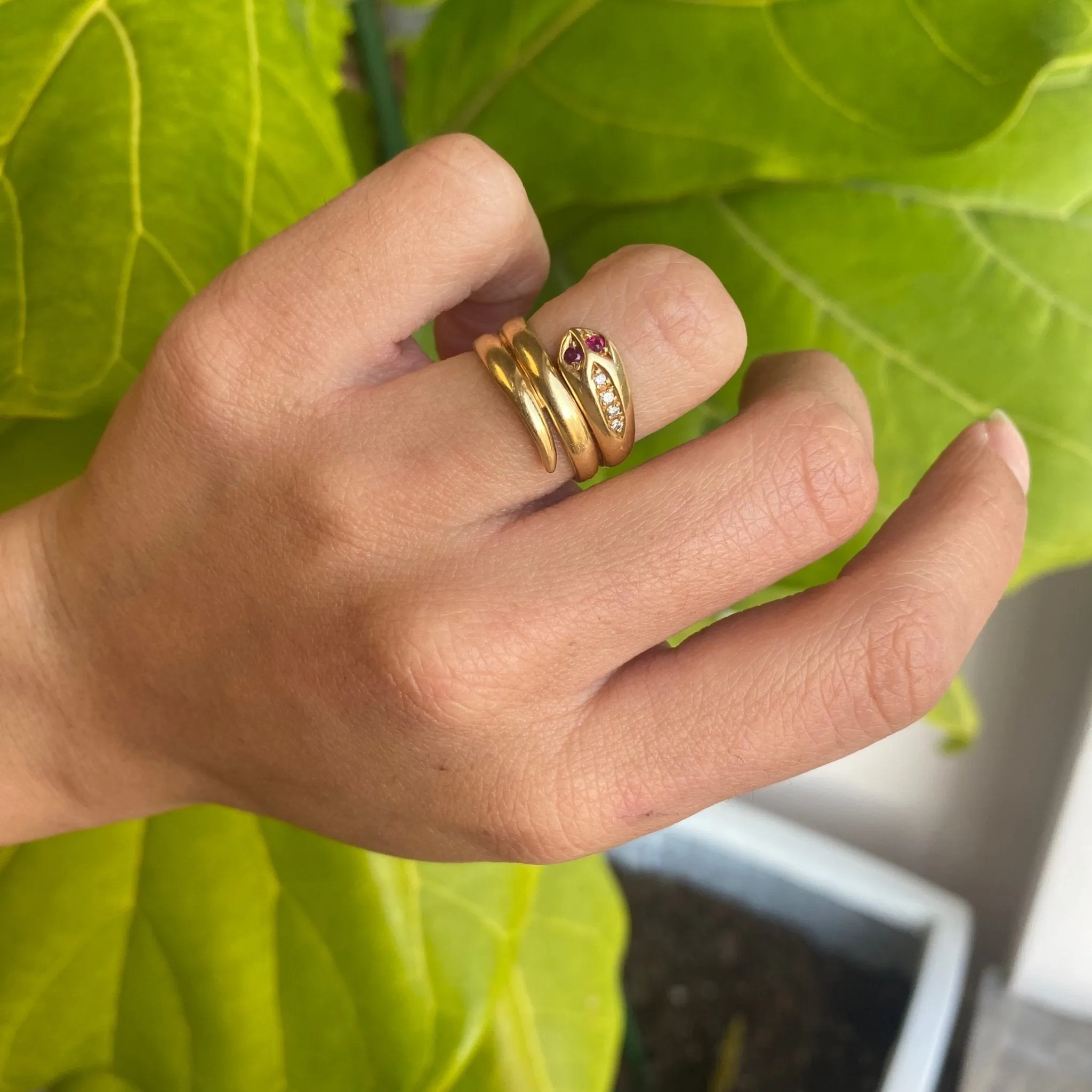 Ruby & Diamond Serpent Ring