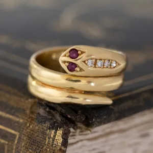 Ruby & Diamond Serpent Ring