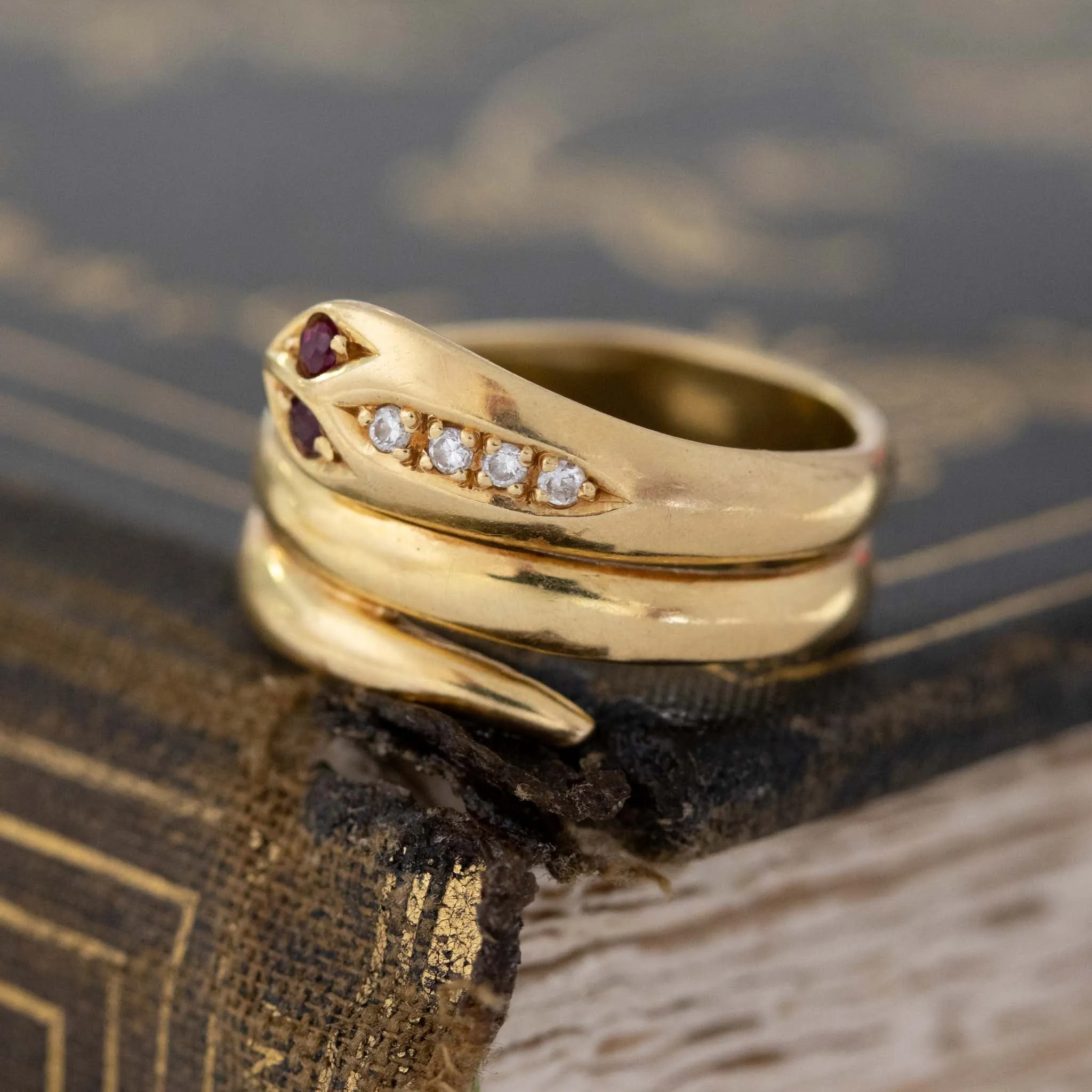 Ruby & Diamond Serpent Ring