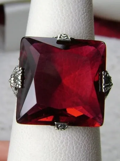 Ruby Ring, Size 7, 12ct Square Gem, Victorian Jewelry #D77 - Ready to Ship