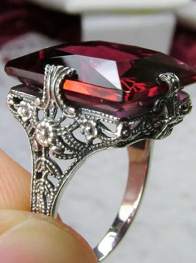 Ruby Ring, Size 7, 12ct Square Gem, Victorian Jewelry #D77 - Ready to Ship