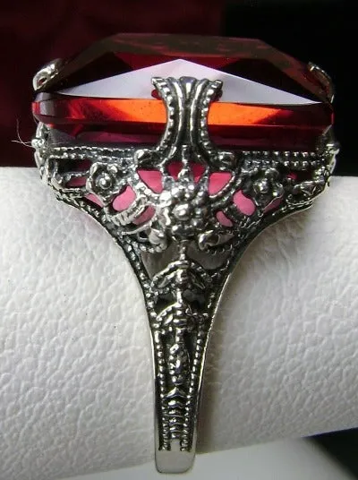 Ruby Ring, Size 7, 12ct Square Gem, Victorian Jewelry #D77 - Ready to Ship