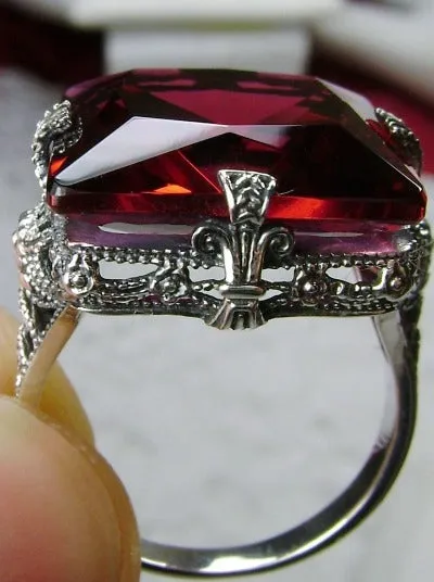 Ruby Ring, Size 7, 12ct Square Gem, Victorian Jewelry #D77 - Ready to Ship