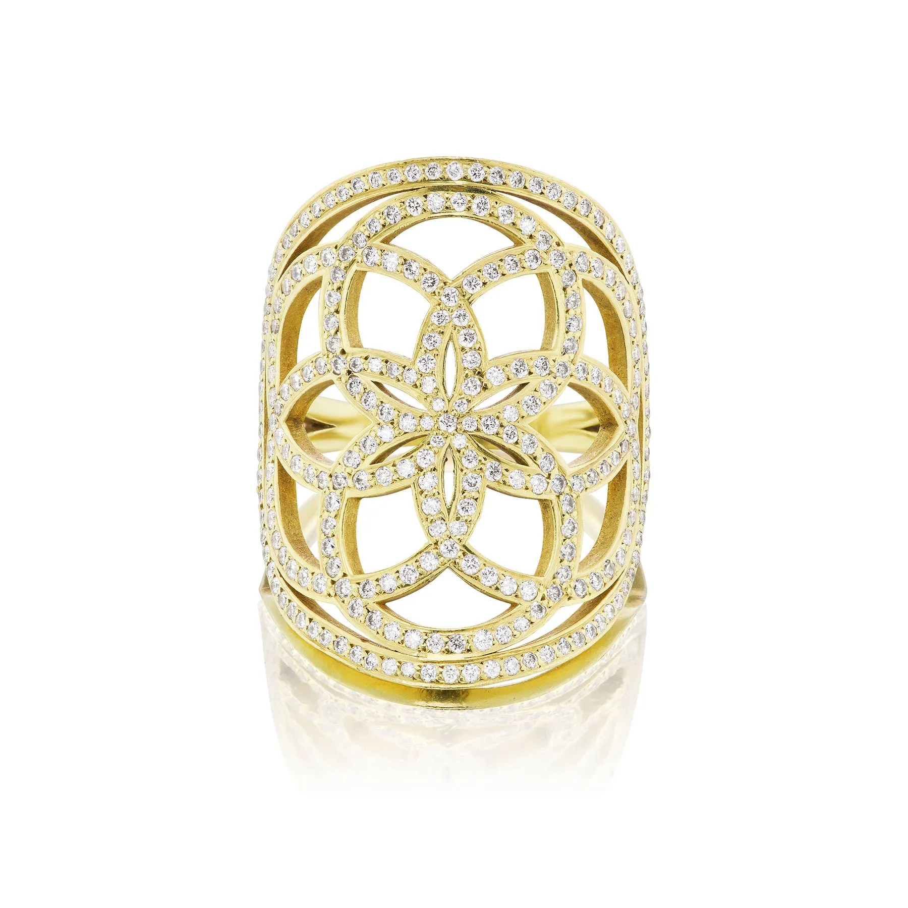 Sacred Flower Diamond Shield Ring