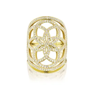 Sacred Flower Diamond Shield Ring