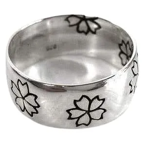 Sakura Flower 925 Sterling Silver Women's Band Ring