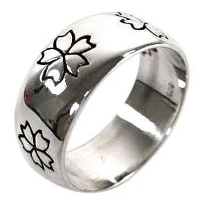 Sakura Flower 925 Sterling Silver Women's Band Ring