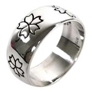 Sakura Flower 925 Sterling Silver Women's Band Ring