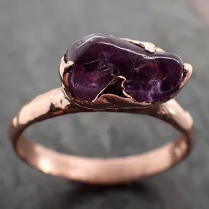 Sapphire  Purple polished 14k Rose gold Solitaire gemstone ring 2871