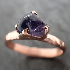 Sapphire  Purple polished 14k Rose gold Solitaire gemstone ring 2922