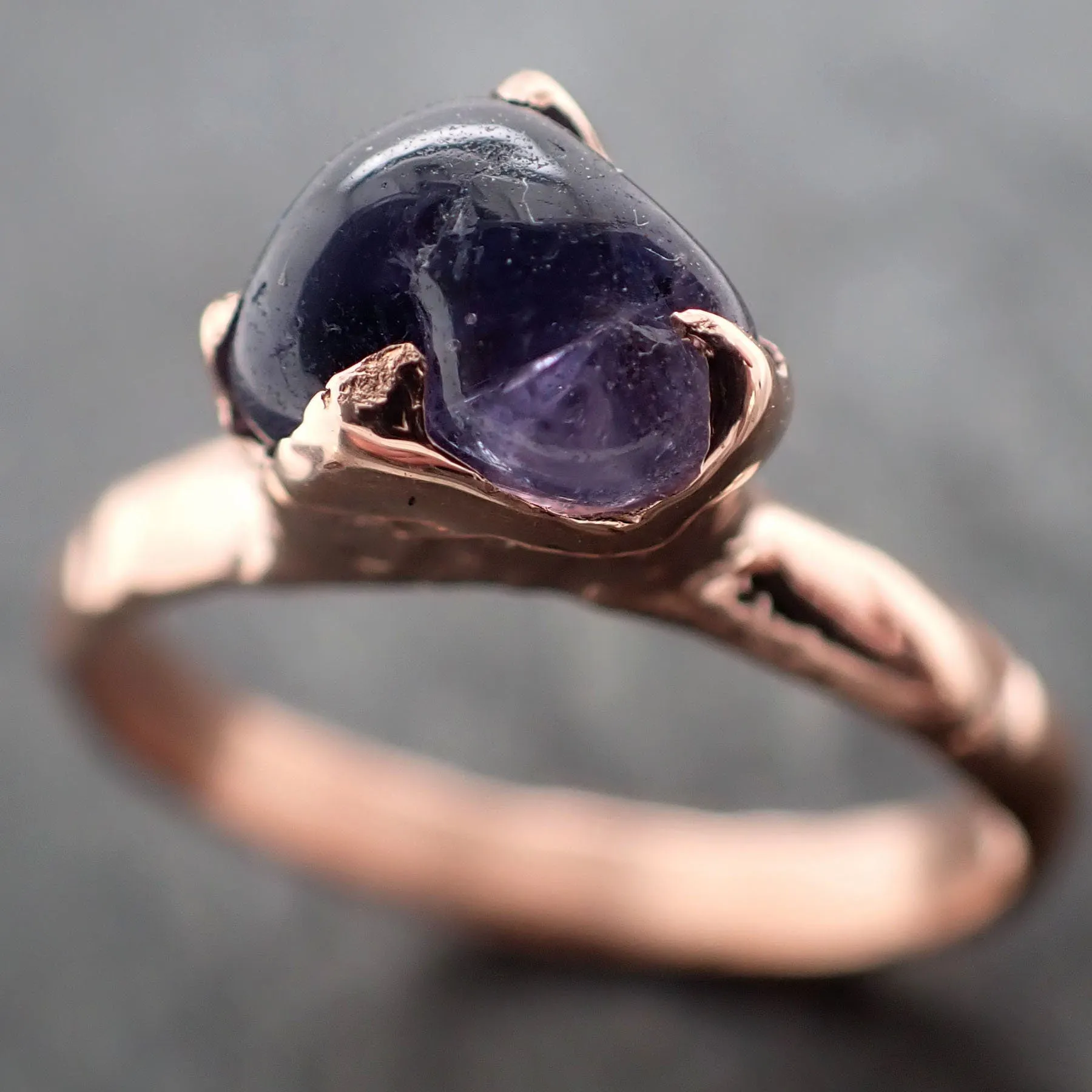 Sapphire  Purple polished 14k Rose gold Solitaire gemstone ring 2922