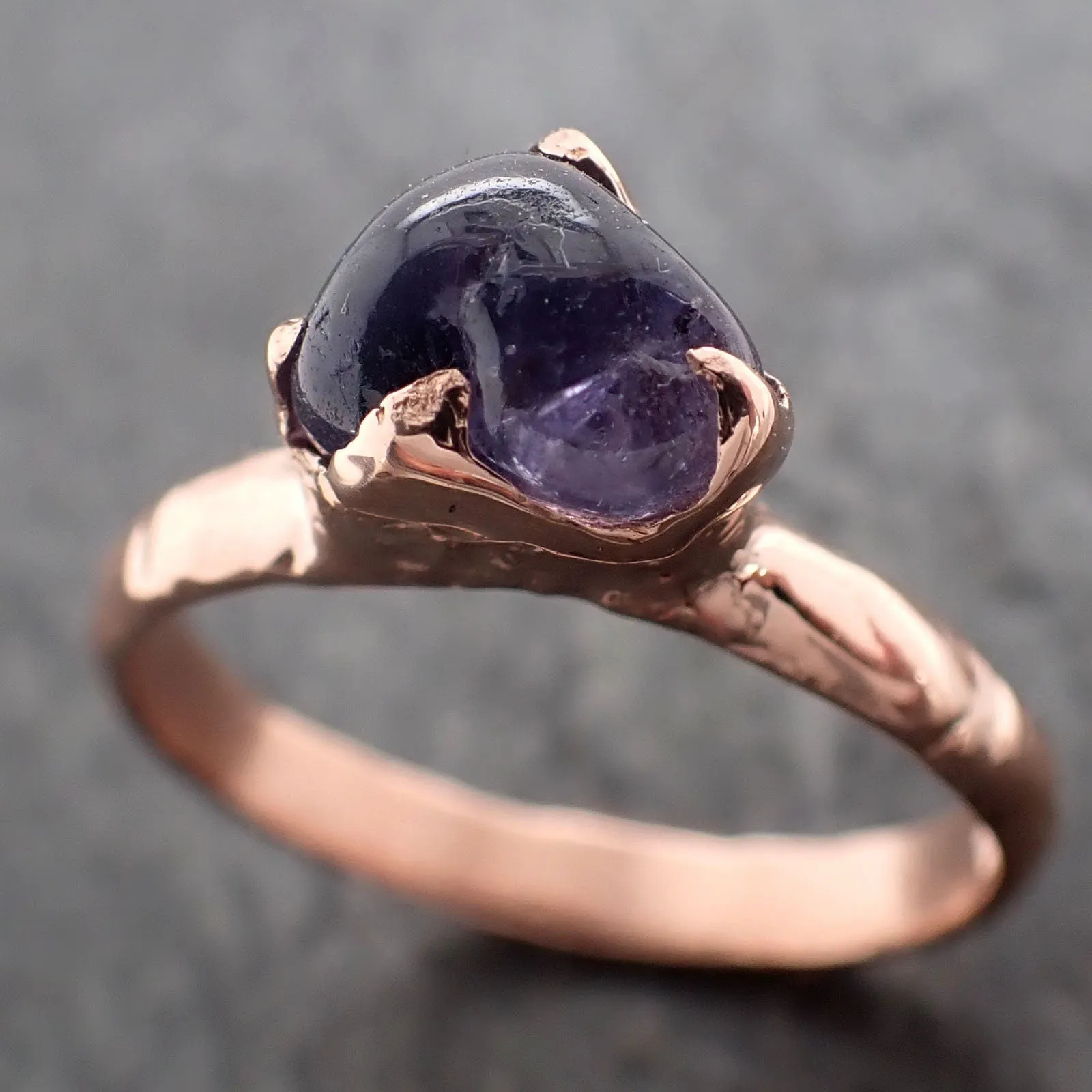 Sapphire  Purple polished 14k Rose gold Solitaire gemstone ring 2922