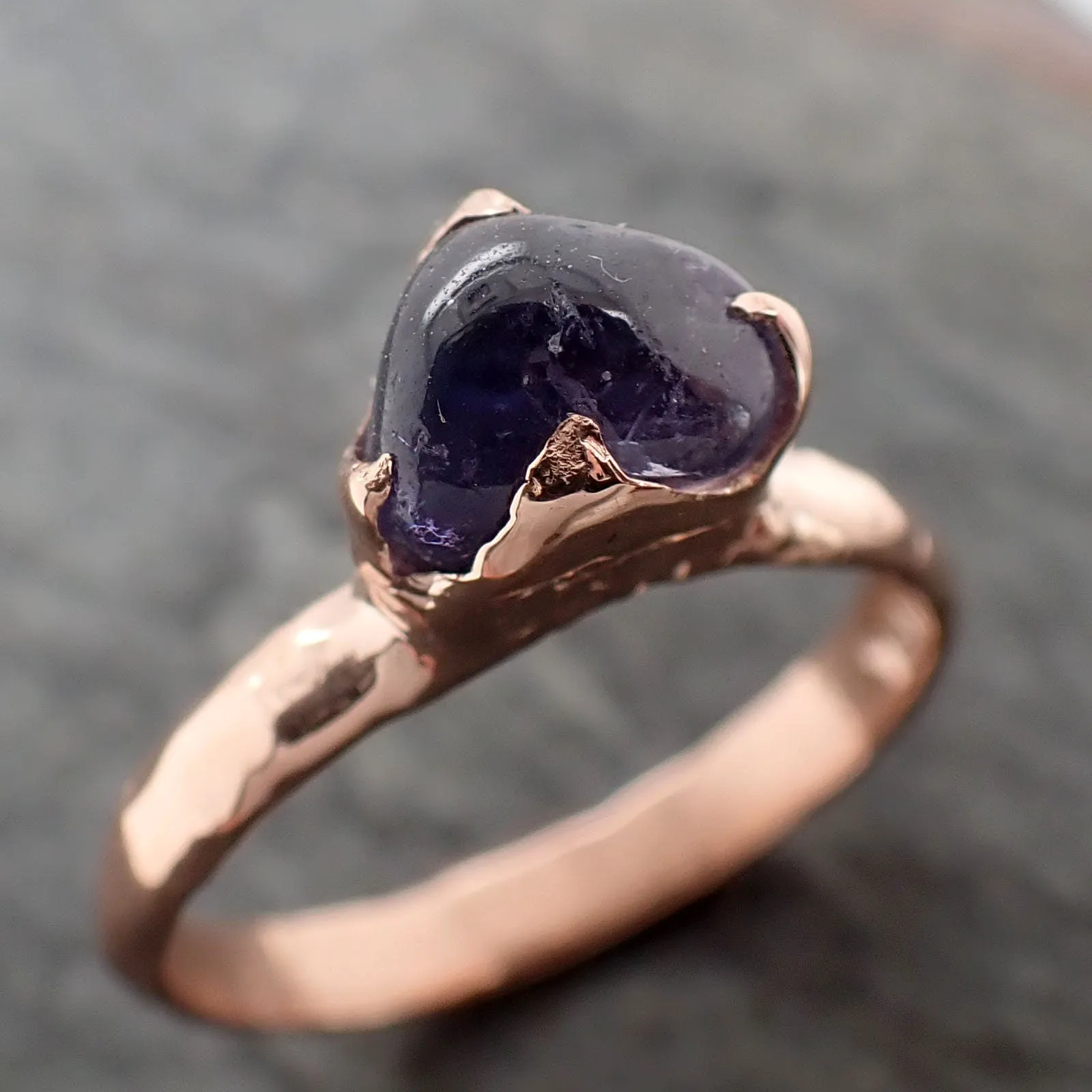 Sapphire  Purple polished 14k Rose gold Solitaire gemstone ring 2922