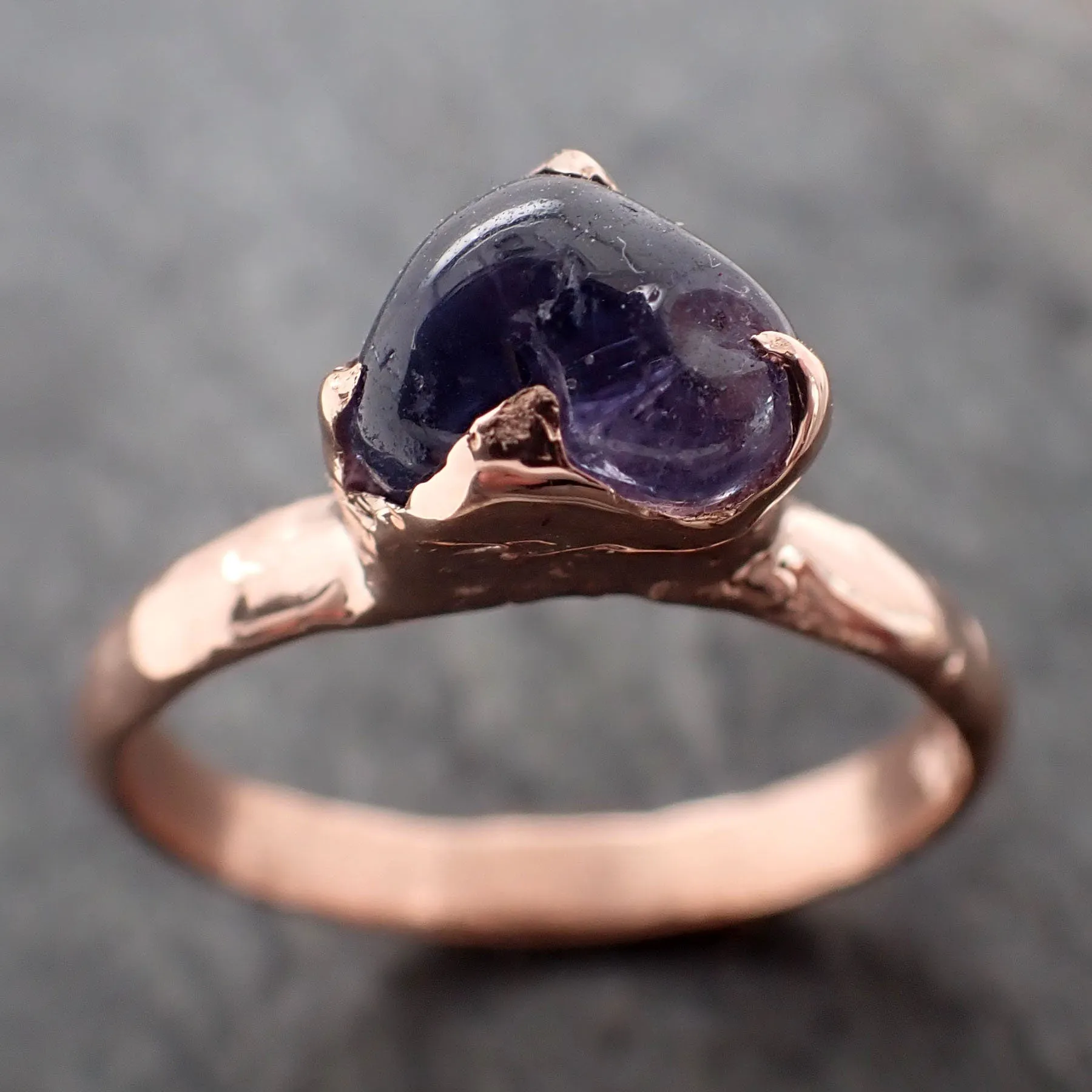 Sapphire  Purple polished 14k Rose gold Solitaire gemstone ring 2922