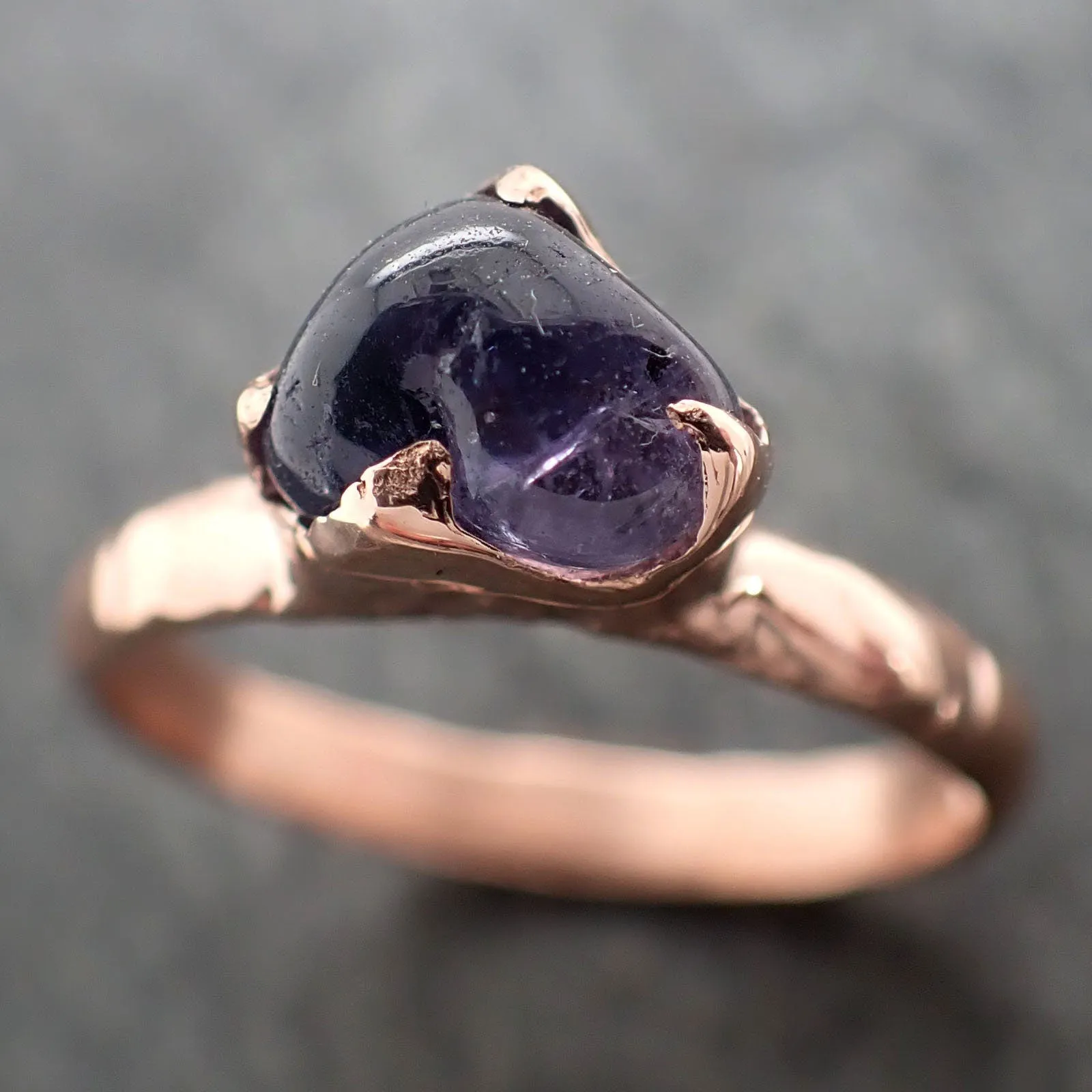 Sapphire  Purple polished 14k Rose gold Solitaire gemstone ring 2922